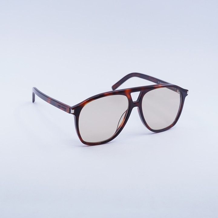 Saint Laurent Paris Saint Laurent SL596 DUNE 003 Sunglasses Havana Aviator Frame Size ONE SIZE - 4 Thumbnail