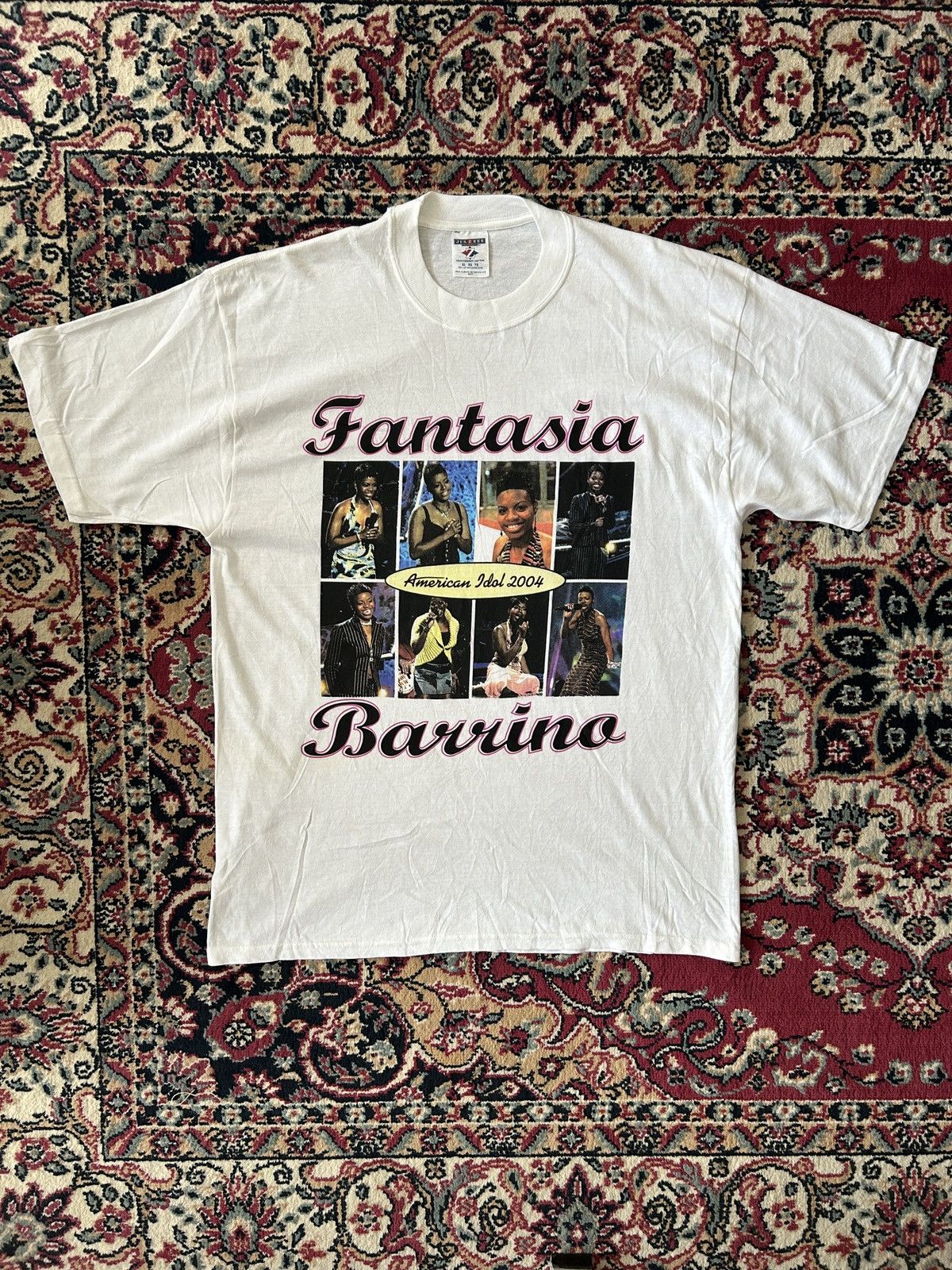 Image of Band Tees x Made In USA 2004 American Idol Fantasia Barino in White, Men's (Size XL)