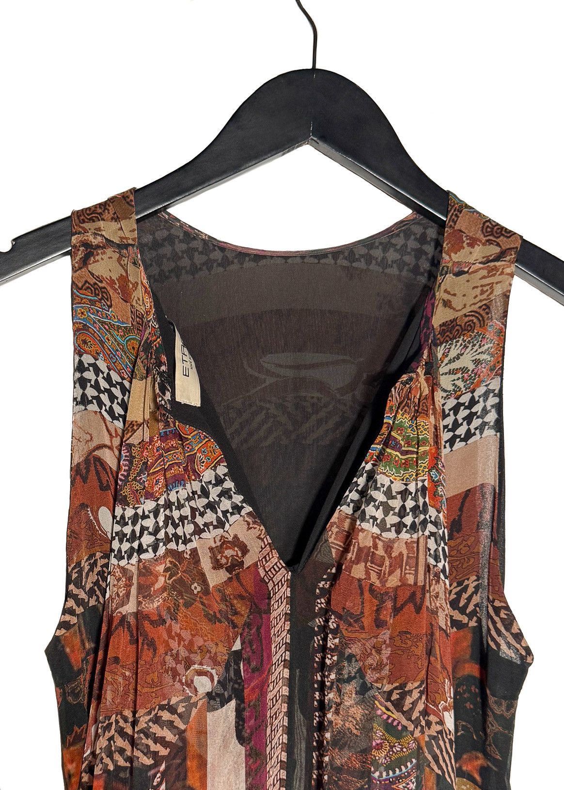 Etro Etro Brown Silk Multipattern Maxi Sleeveless Dress Size M / US 6-8 / IT 42-44 - 7 Thumbnail