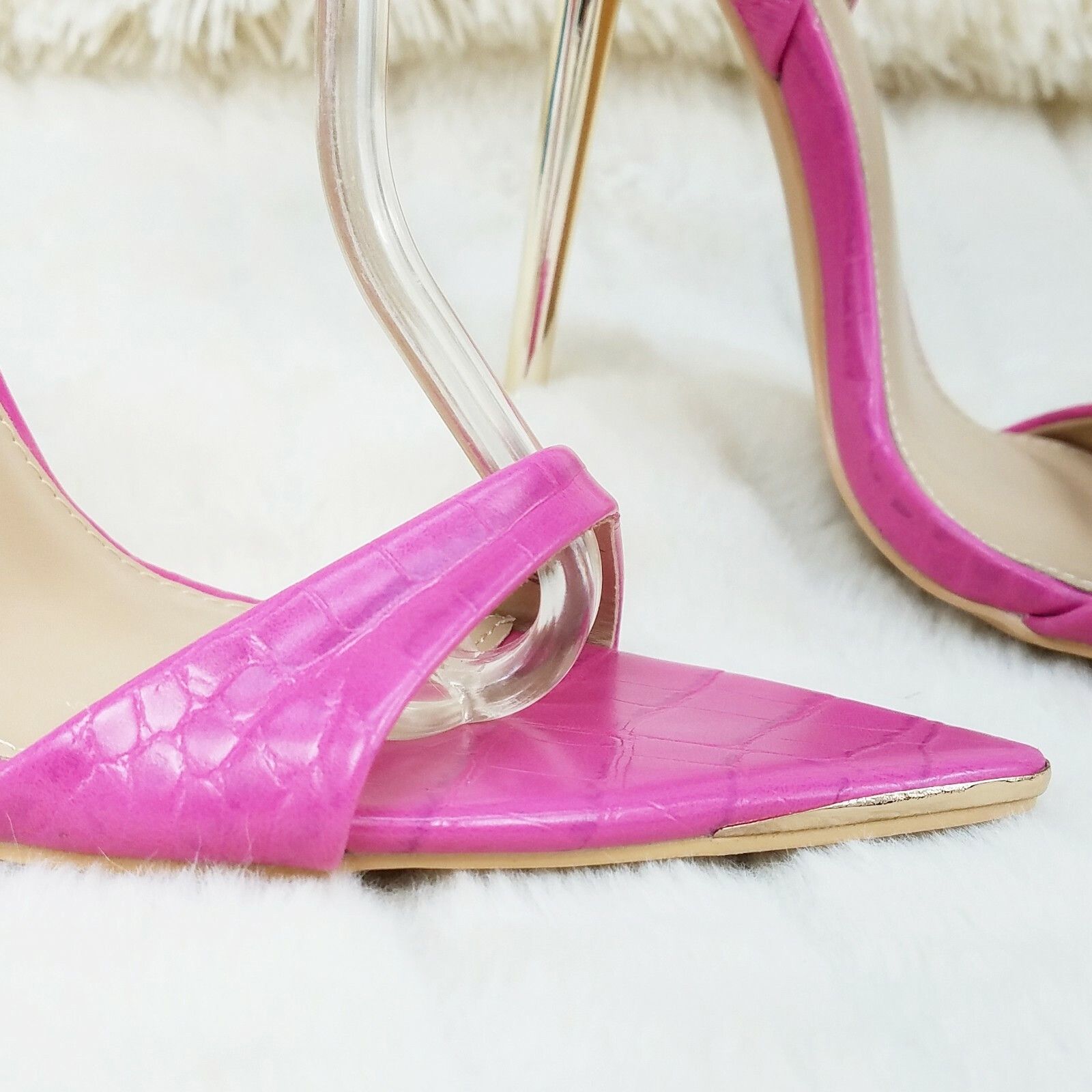 Other Nicely Pad Lock Chain Strap High Heels Metal Toe Tip Shoes F Size US 9 / IT 39 - 2 Thumbnail