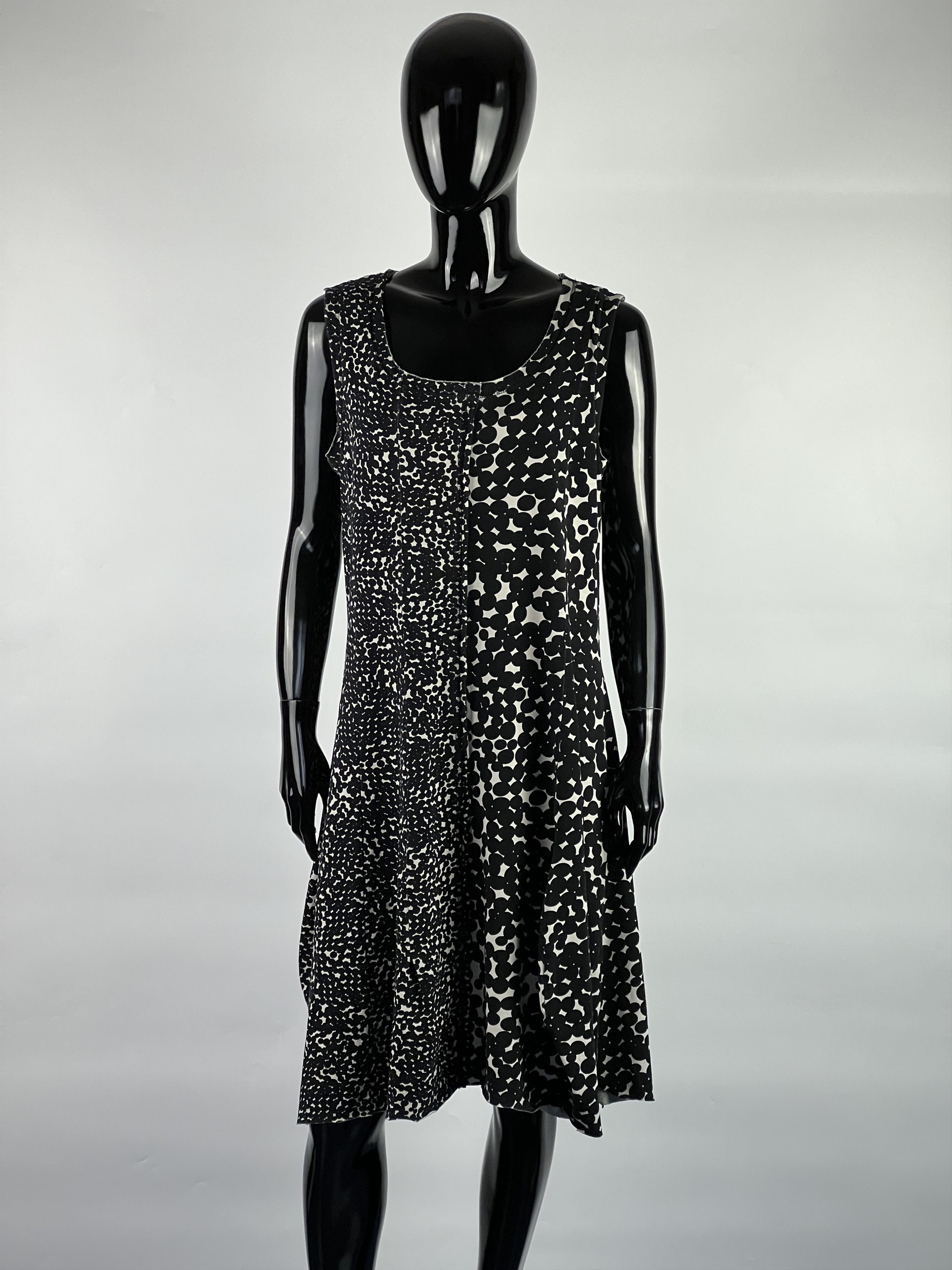 Rundholz Rundholz Black/White Sleeveless Cotton Midi Dress Size L Size L / US 10 / IT 46 - 1 Thumbnail