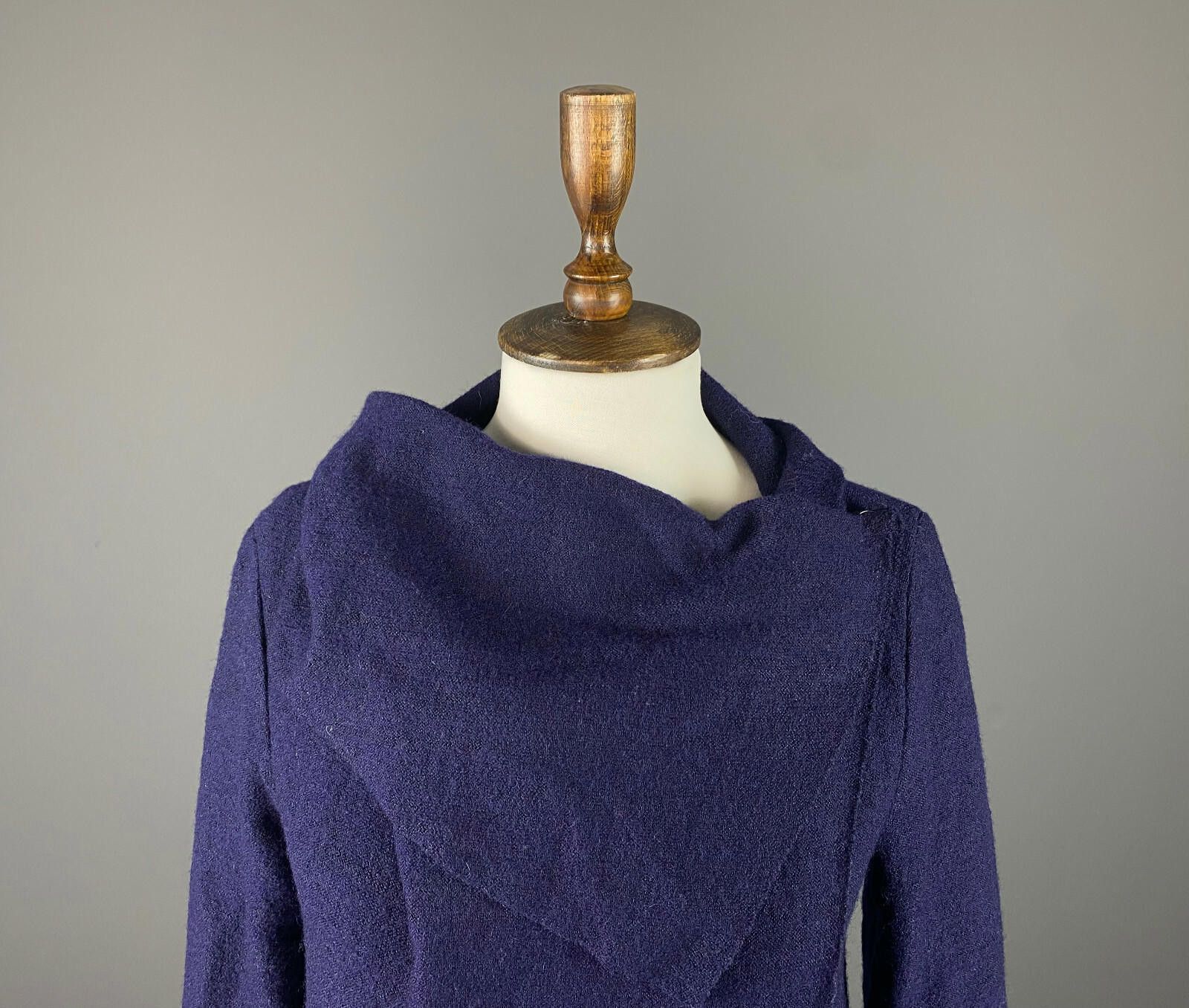 Designer Phase Eight Navy Blue Acymetric Sweater Midi Dress Size 8 Size M / US 6-8 / IT 42-44 - 2 Thumbnail