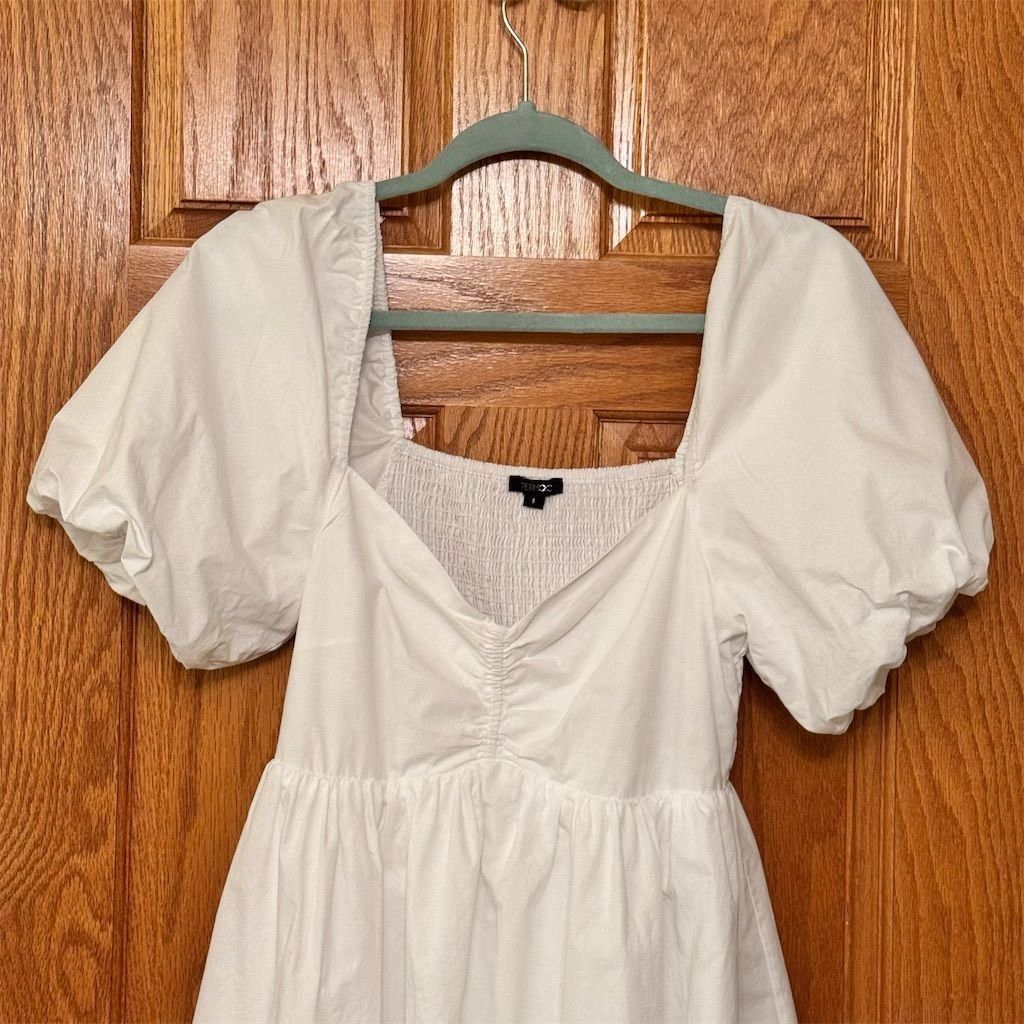 Other Paper Moon Women's White Puff Sleeve Sweetheart Mini Dress Size S / US 4 / IT 40 - 2 Thumbnail