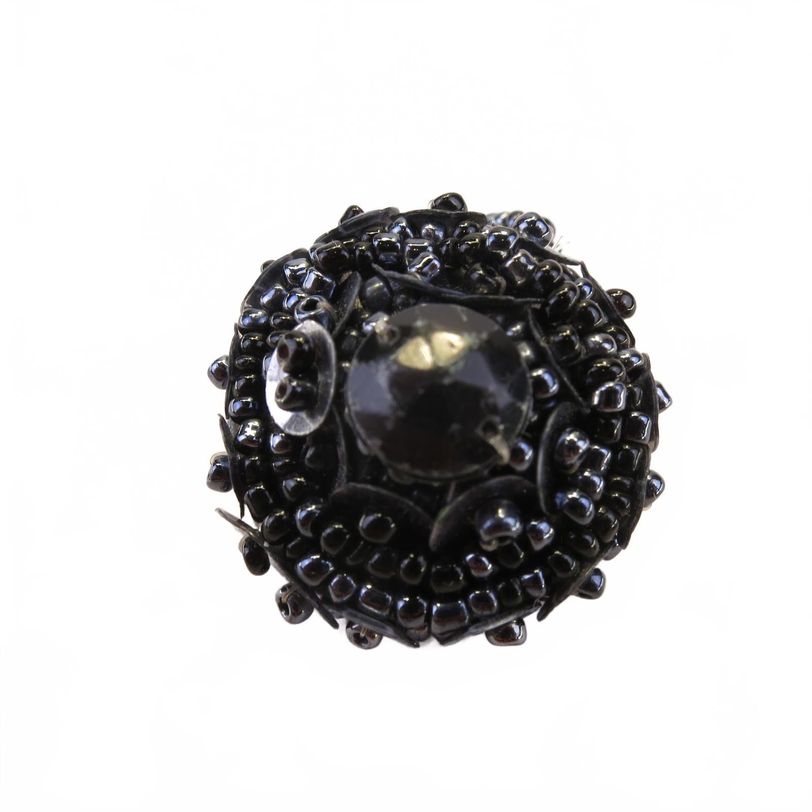 Other Statement Ring Black Beads Elastic Stretch Band Adjustable Size ONE SIZE - 1 Thumbnail