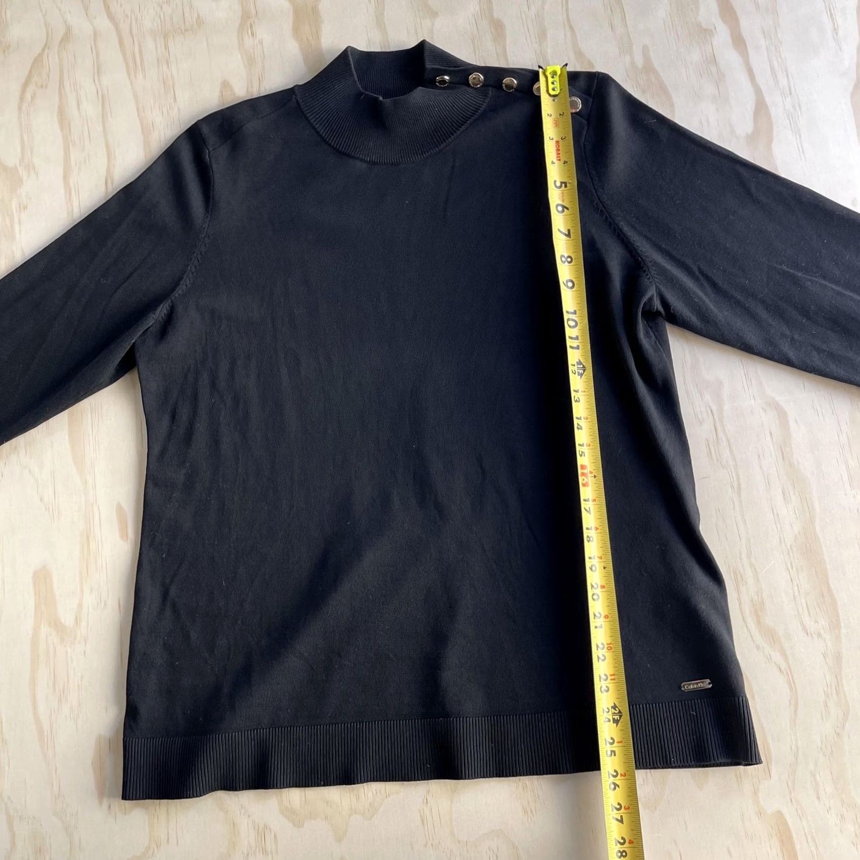 Calvin Klein Calvin Klein Sweater Womens Large Black Mock Neck Button Shoulder Knit Pullover Size L / US 10 / IT 46 - 7 Thumbnail