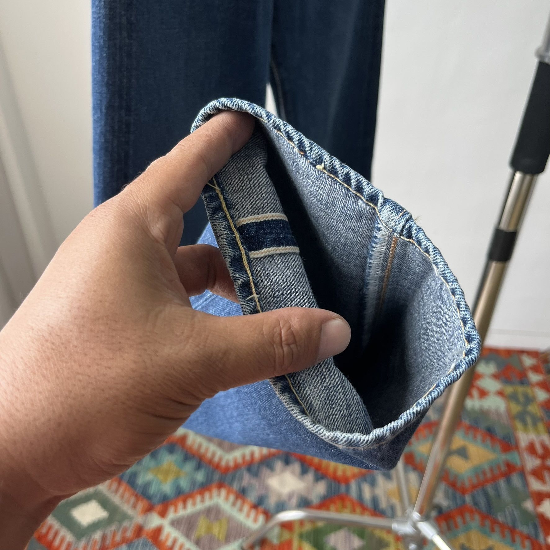 Denime Size 27x32.5 Vintage 90s Denime Big E Redline Jeans S1520 Size US 27 - 5 Thumbnail