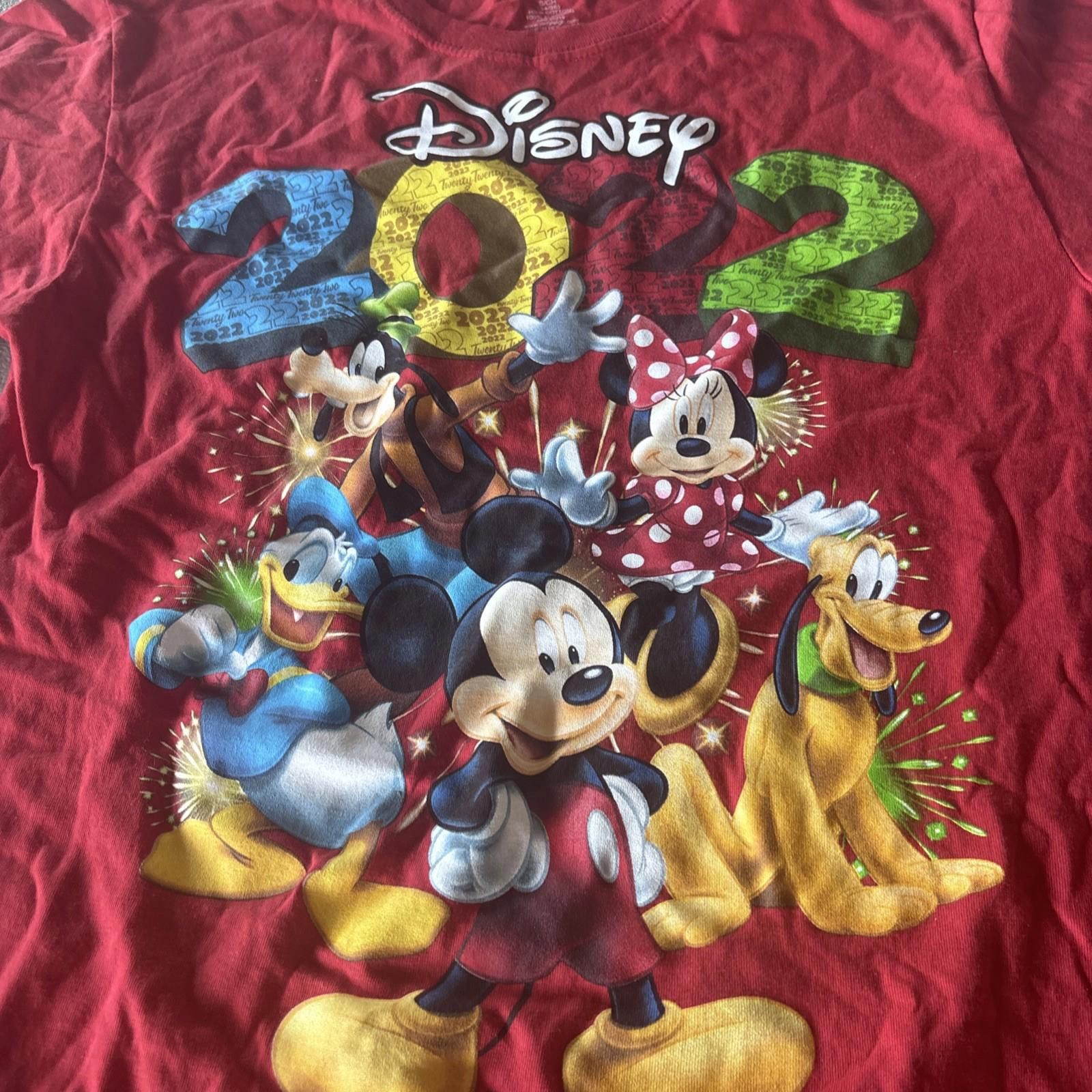 Disney Disney 2022 Red T-Shirt Adult Size Small Mickey Goofy New Size US S / EU 44-46 / 1 - 2 Thumbnail