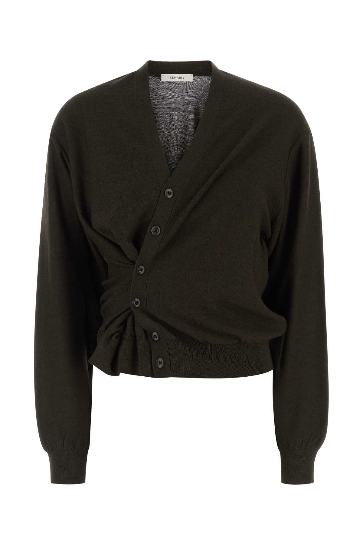 Dark Brown Wool And Acrylic Cardigan