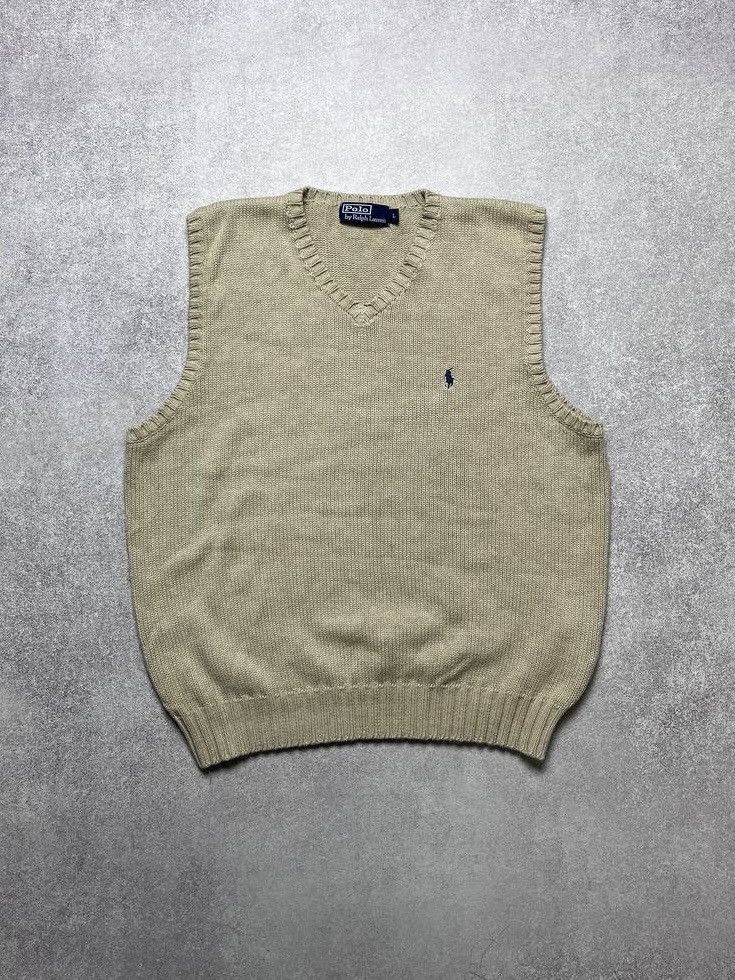 Polo Ralph Lauren VINTAGE POLO RALPH LAUREN KNIT BEIGE VEST SWEATER L Size US L / EU 52-54 / 3 - 1 Thumbnail