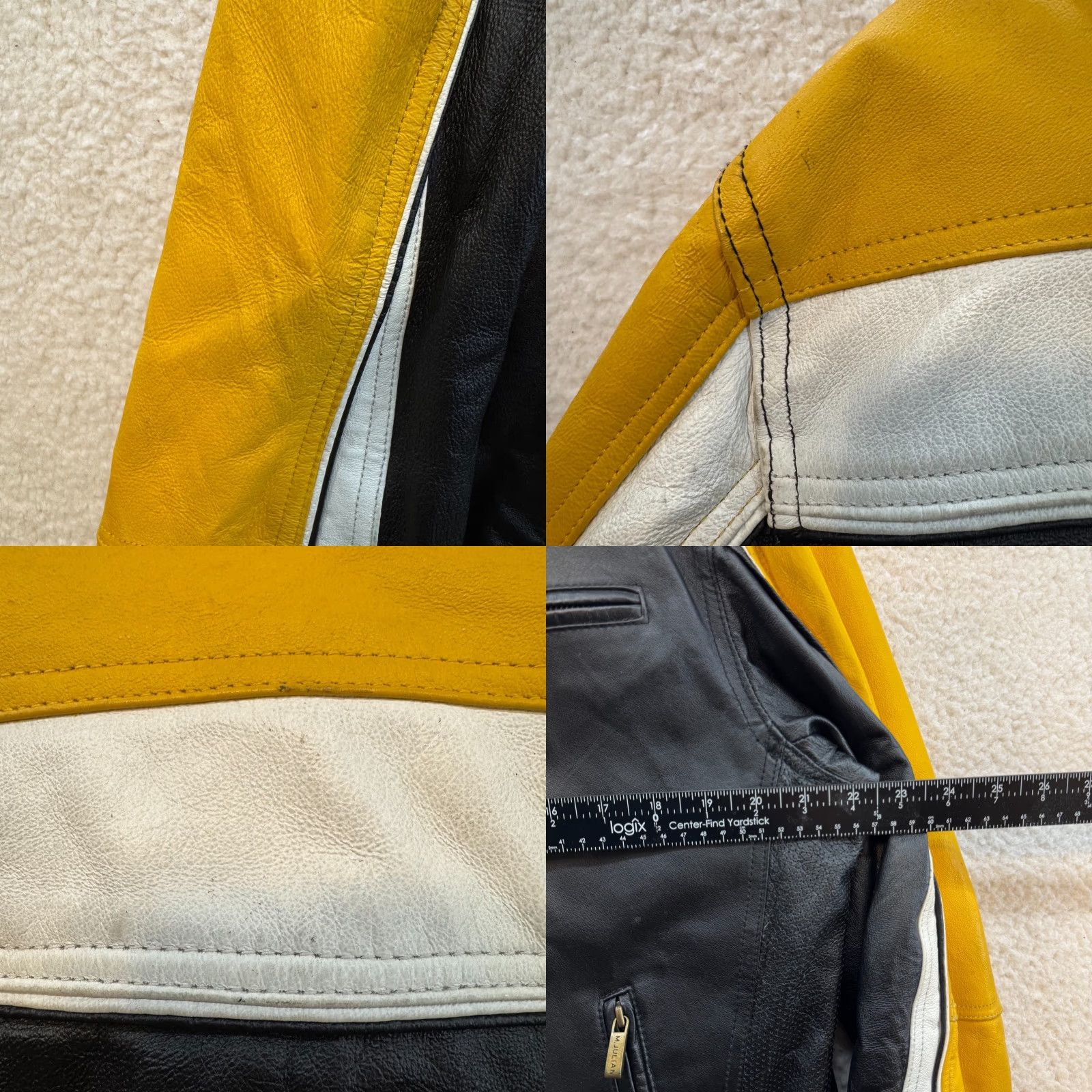 Wilson VINTAGE Wilson's Leather Jacket Large Black Yellow Stripe Cafe Moto M Julian Jacket Size US L / EU 52-54 / 3 - 8 Thumbnail