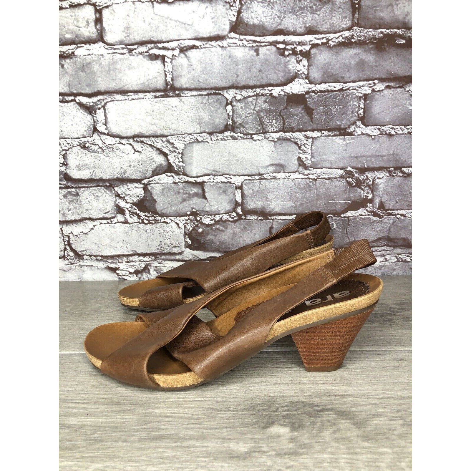 Other Ara Brown Leather Cross Strap Wooden Stacked Heel Sandals Wo Size US 8 / IT 38 - 6 Thumbnail