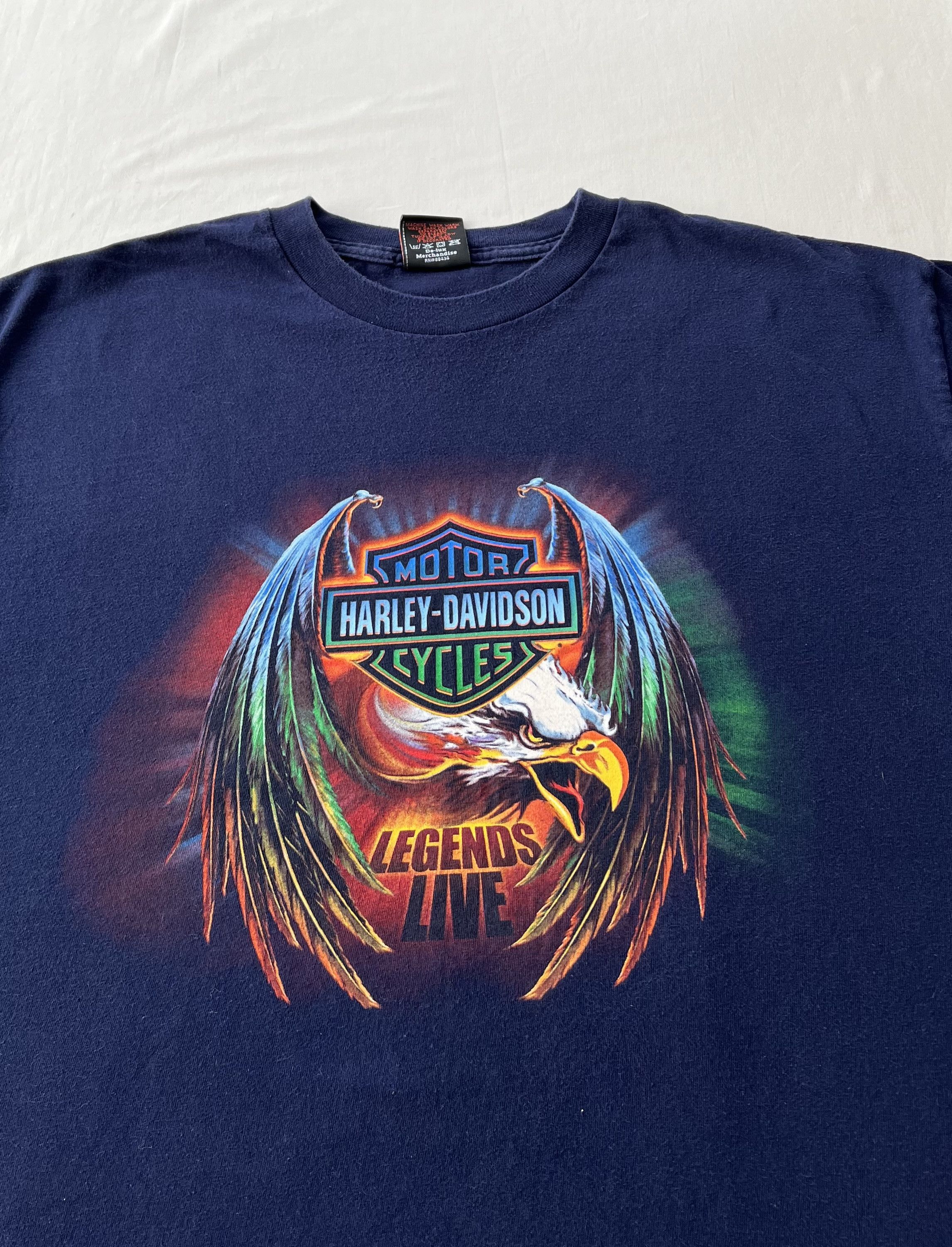 Harley Davidson Vintage 2000s Harley Davidson Eagle Motorcycle Navy T-shirt Size US XL / EU 56 / 4 - 5 Thumbnail