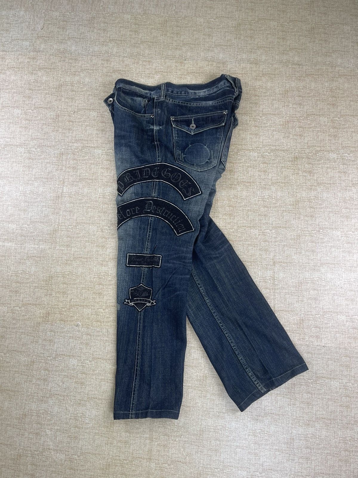 semanticdesign VINTAGE SEMANTIC DESIGN Punk Style Flared Patch Denim Pants Size US 34 / EU 50 - 1 Thumbnail