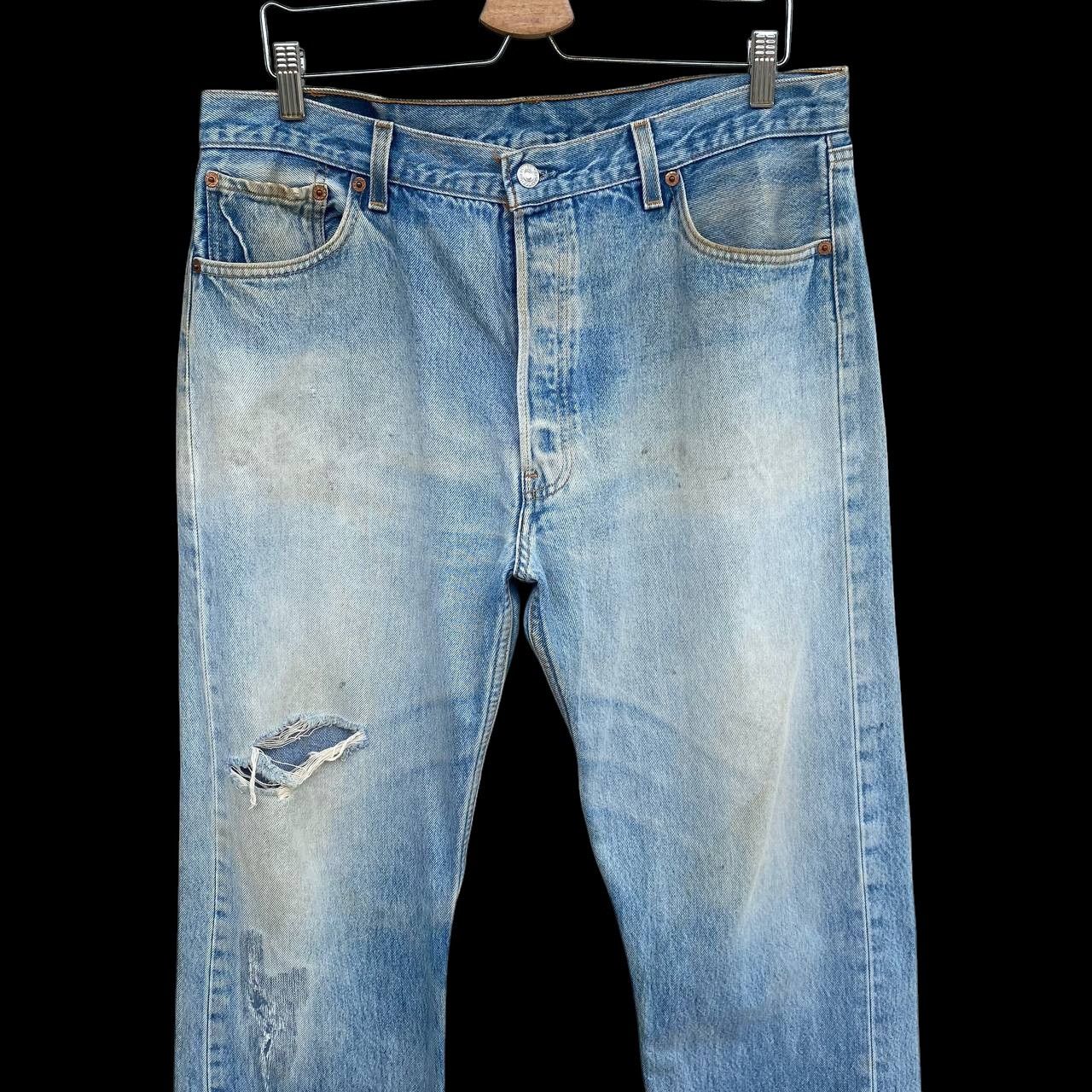 Levi's Vintage Clothing VINTAGE KURT COBAIN 00'S LEVIS 501 DISTRESSED DIRTY W35X33" Size US 35 - 4 Thumbnail