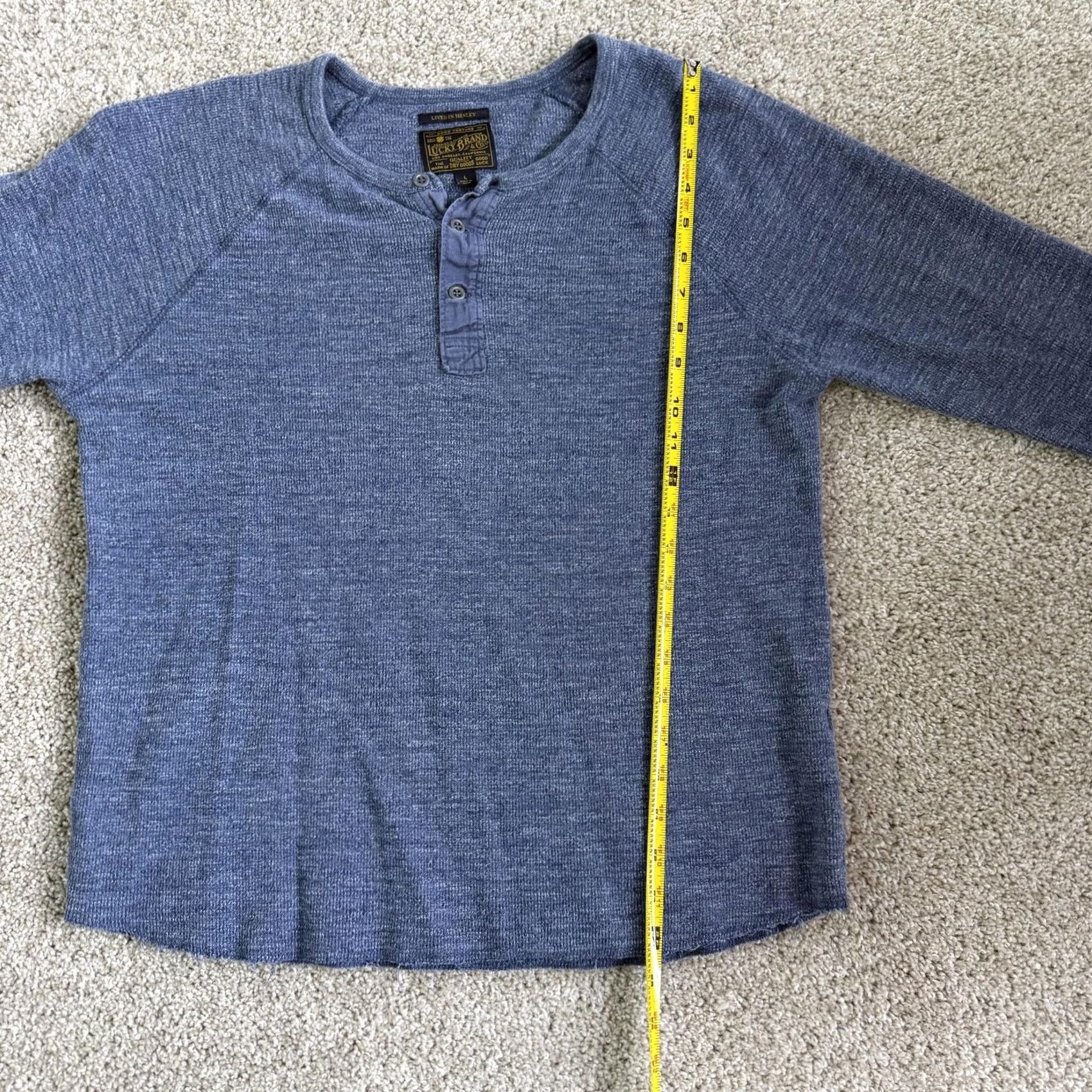 Lucky Brand Lucky Brand Henley Shirt Womens Large Blue Thermal Knit Long Sleeve Tee Top Size L / US 10 / IT 46 - 6 Thumbnail