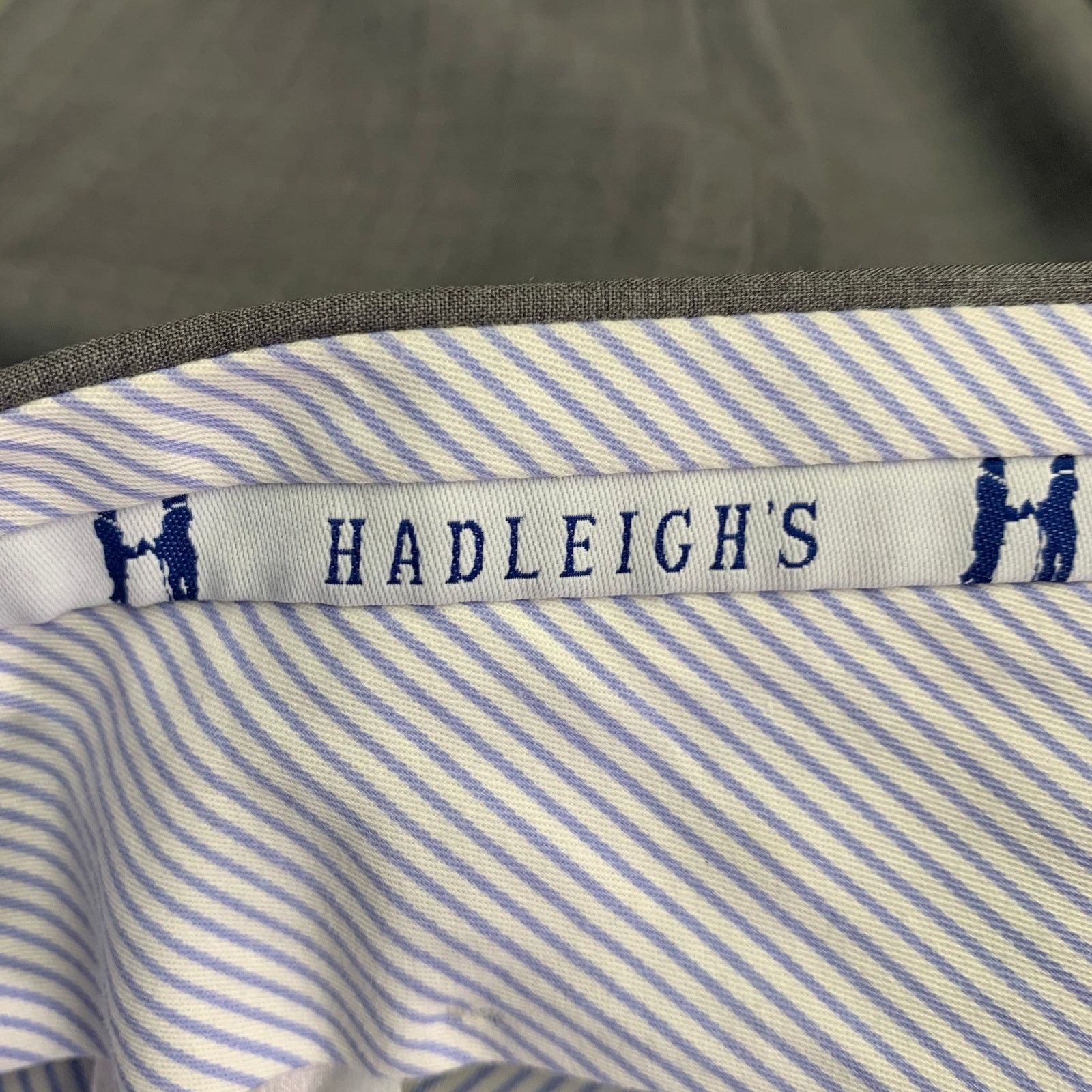 Hadleigh's Grey Wool Silk Flat Front Cuffed Straight Dress Pants Size US 33 - 3 Thumbnail