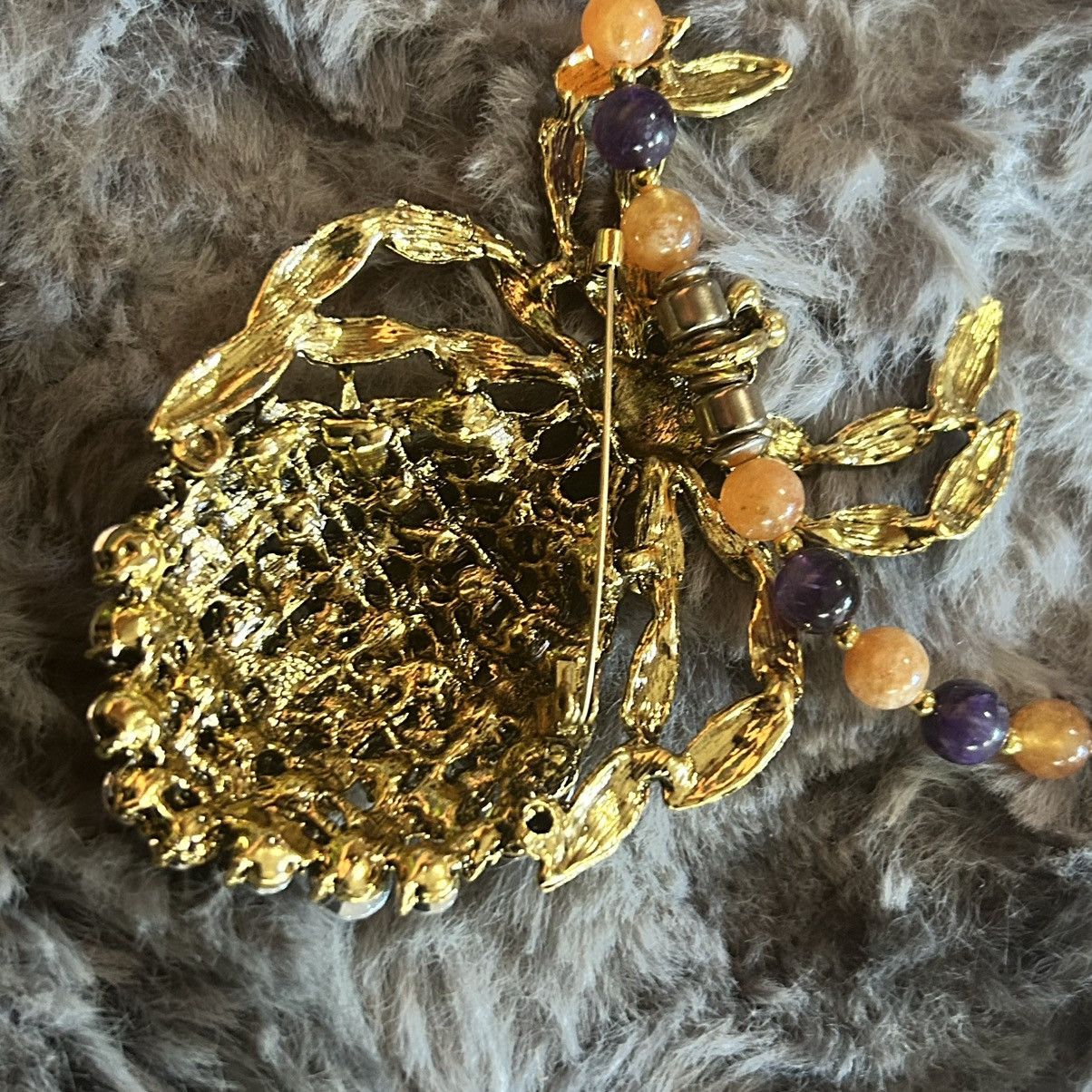 Handmade Handcrafted large glass stone spider genuine stone necklace Size ONE SIZE - 9 Thumbnail