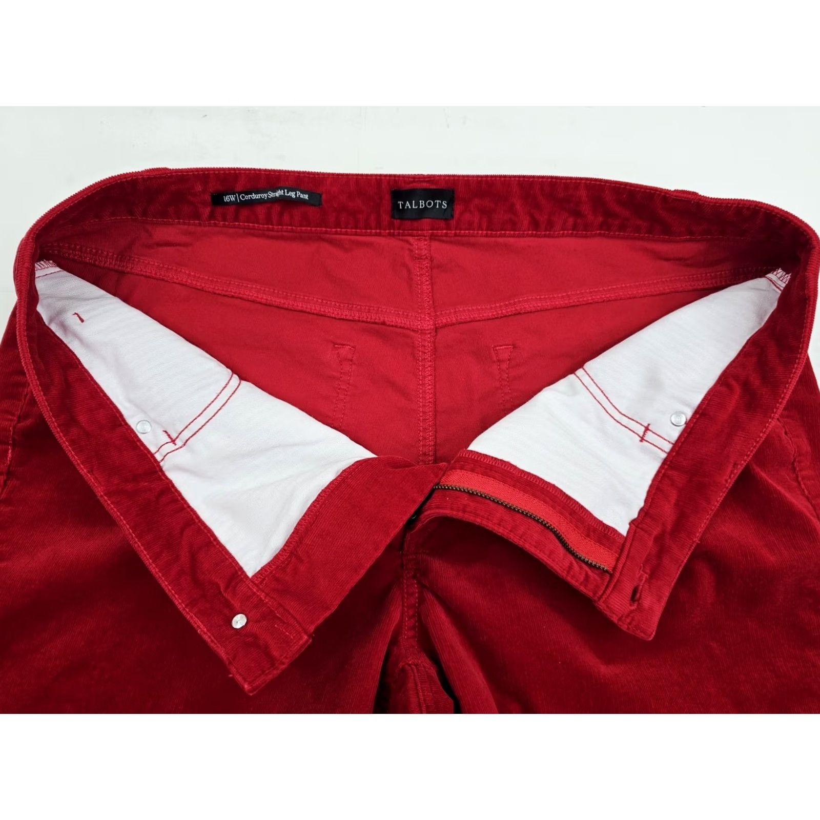 Talbots Talbots Red Corduroy High Rise Straight Leg Pants Women 16 EUC Cotton Size 38" / US 16 / IT 52 - 6 Thumbnail