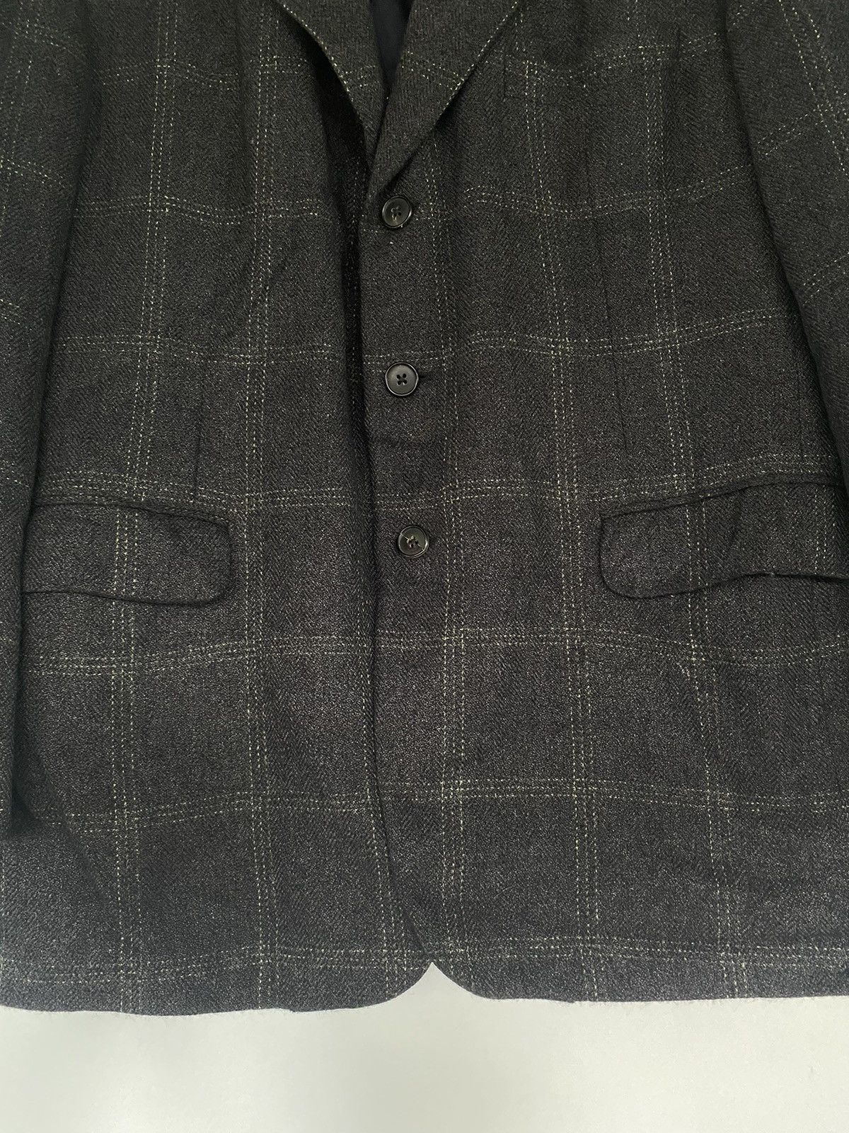 Designer HERMES Paris Wool Plaid Coat Jacket Blazer Navy RARE ITALY Size US L / EU 52-54 / 3 - 7 Thumbnail