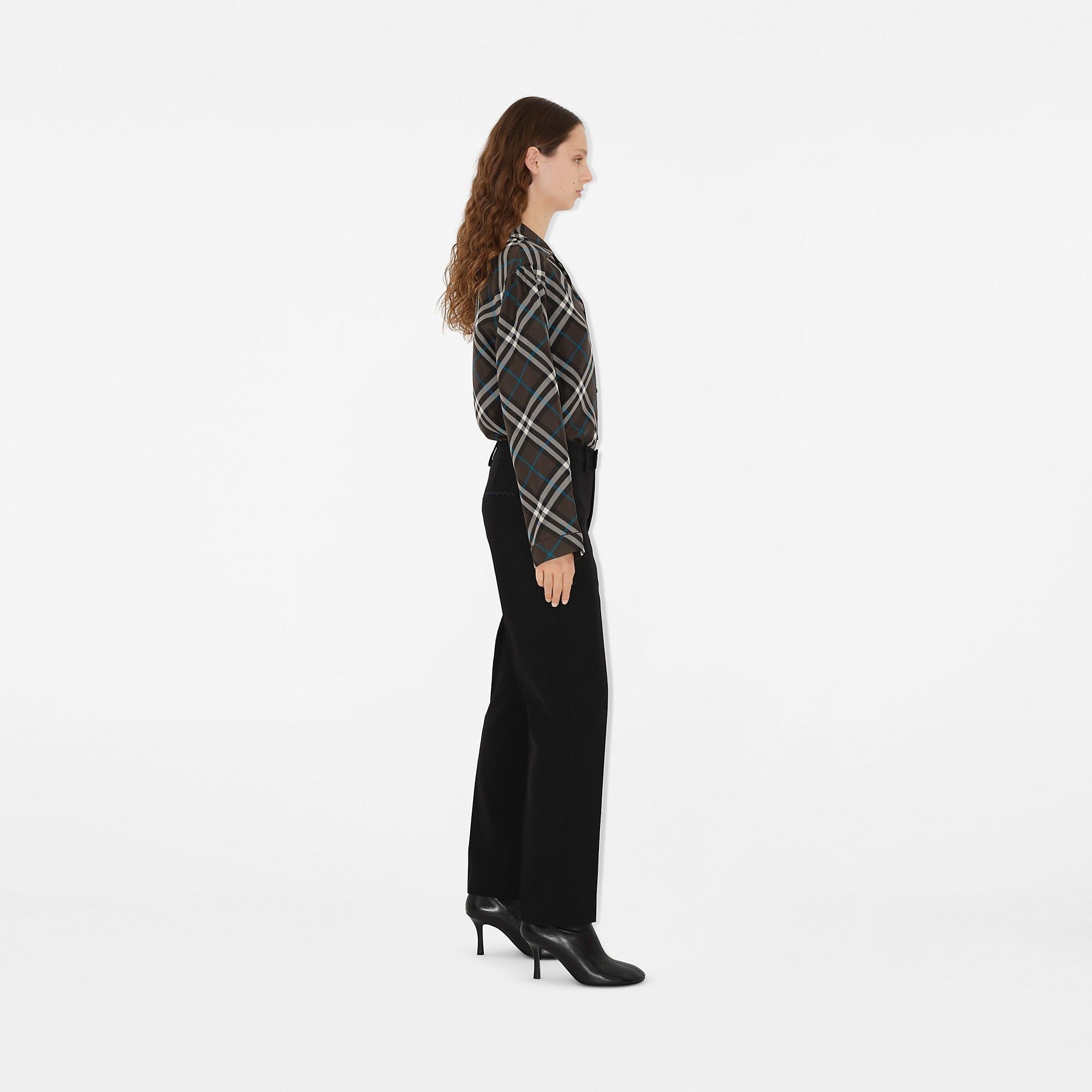 Burberry o1w1db10426 Check Silk Pyjama Shirt in Multicolor Size S / US 4 / IT 40 - 3 Thumbnail