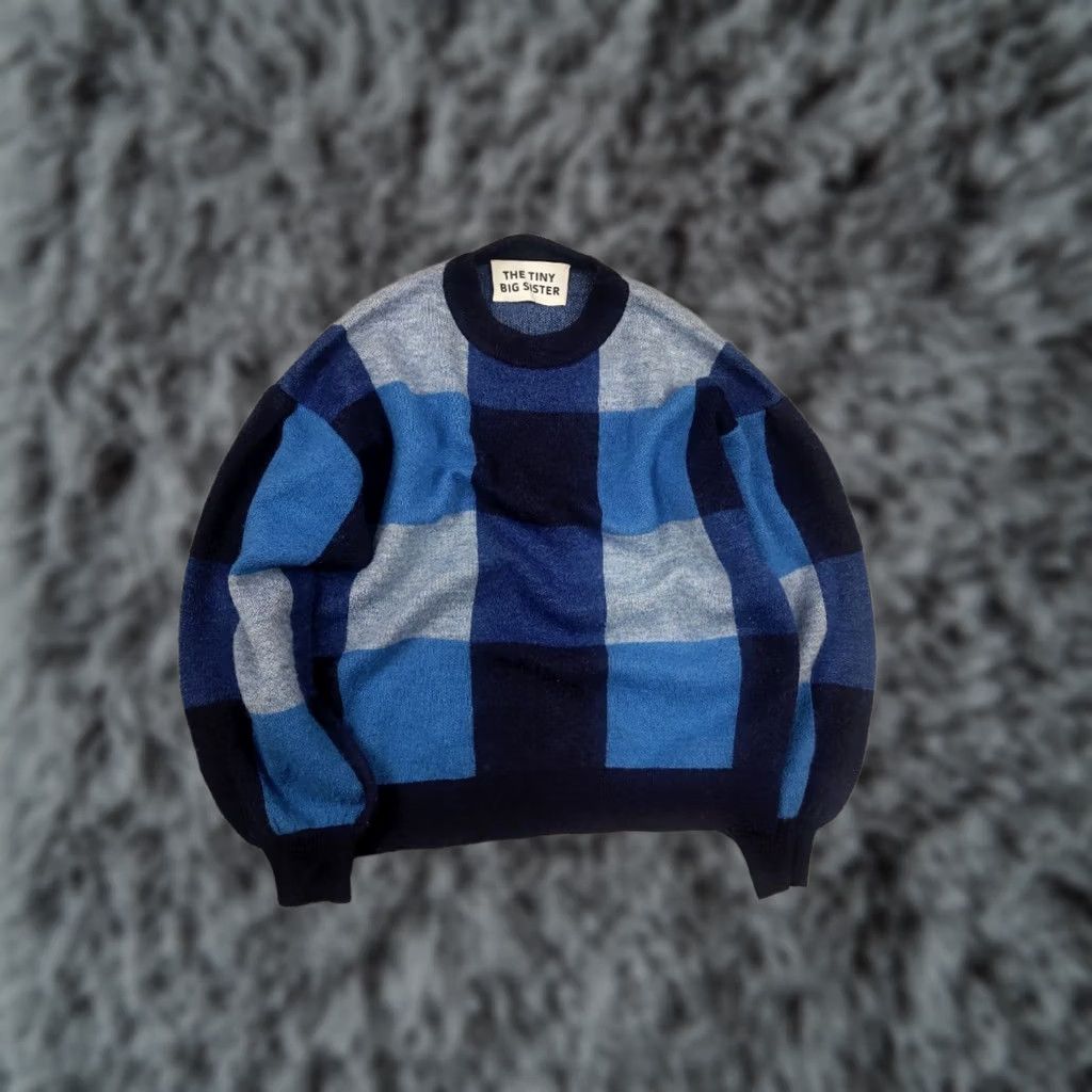 Vintage VINTAGE The Tiny Big Sister Design Wool Mohair Blend Blue pattern Sweater wide sleeves Size S / US 4 / IT 40 - 1 Thumbnail