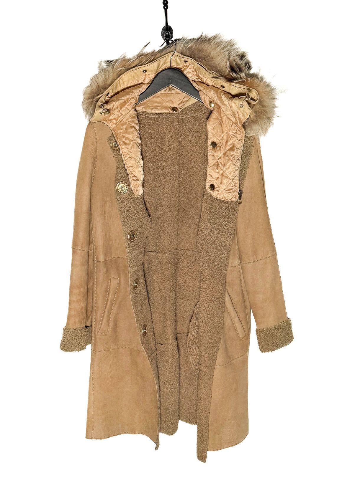 Dolce & Gabbana D&G Amovible Fur Hood Beige Shearling Coat Size S / US 4 / IT 40 - 4 Thumbnail
