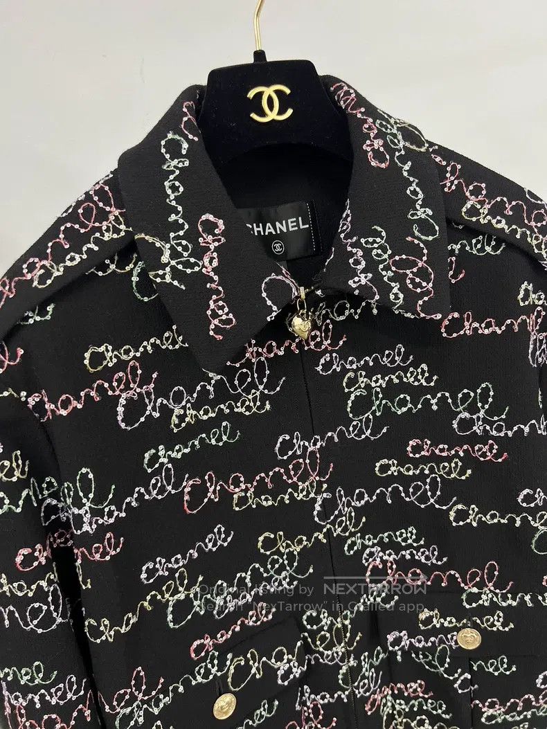 Chanel Chanel 25B black embroidered sequin signature llogo jacket Size XS / US 0-2 / IT 36-38 - 3 Thumbnail