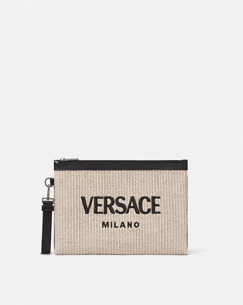 Versace o1s22i1n0125 Size: OS / Raffia Pouch in Beige Black Size ONE SIZE - 1 Thumbnail