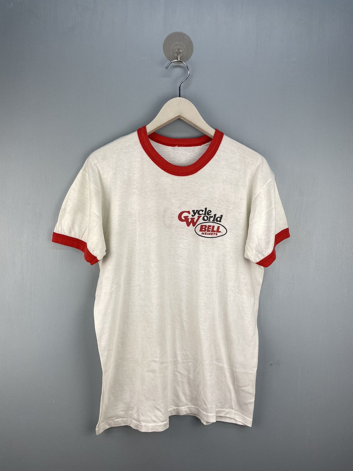 Vintage Vintage 80s Cycle World Bell Helmet ringer t shirt Size US M / EU 48-50 / 2 - 1 Thumbnail