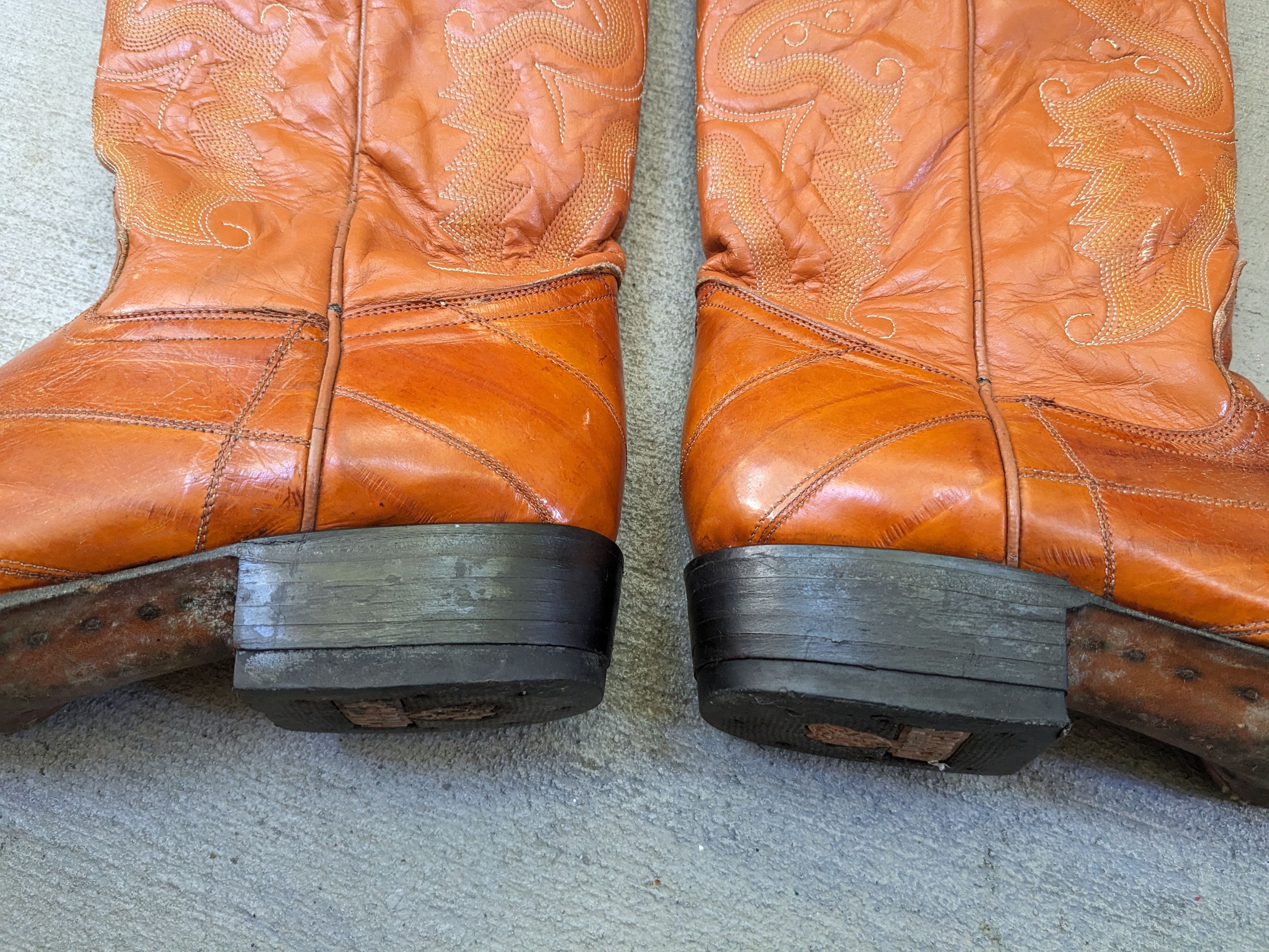 Vintage Eel Cowboy Boots Brown 8.5 Leather Mexico Botas Ranchwear Size US 8.5 / EU 41-42 - 9 Thumbnail