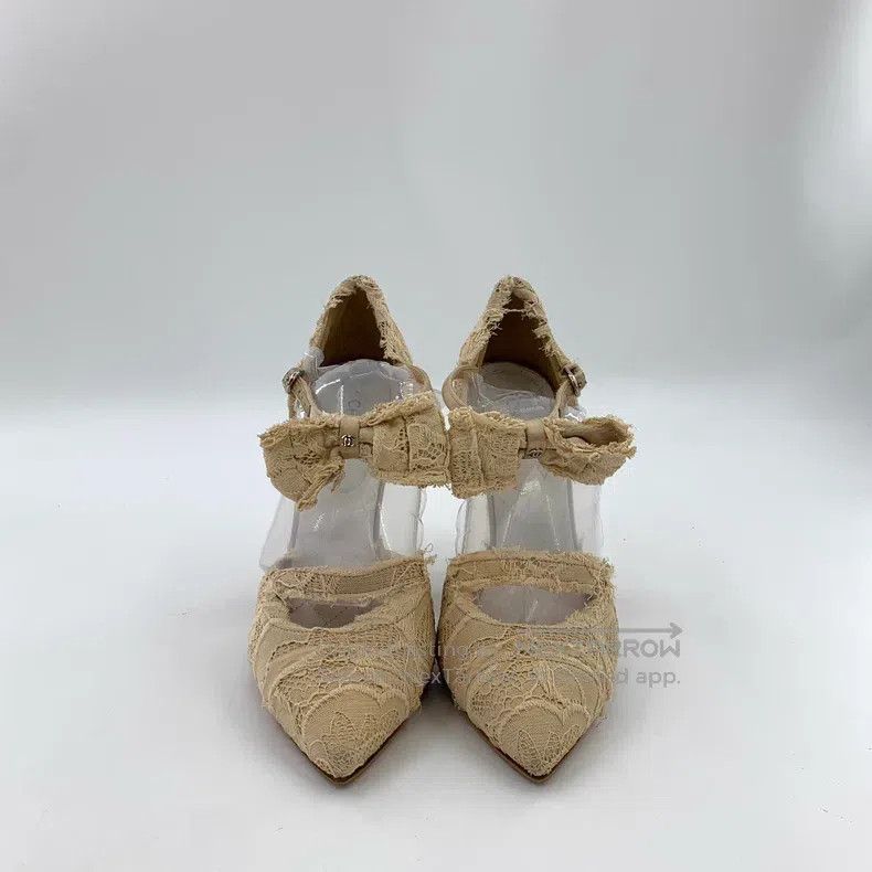 Chanel Chanel Light brown pointed bow one-character buckle thin h Size US 7.5 / IT 37.5 - 3 Thumbnail