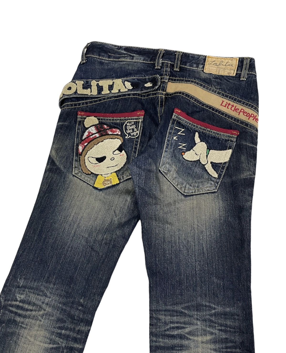 image of Hysteric Glamour x Ppfm Yoshitomo Nara Lolita Japan Embroidery Logo Jeans in Blue, Men's (Size 34)