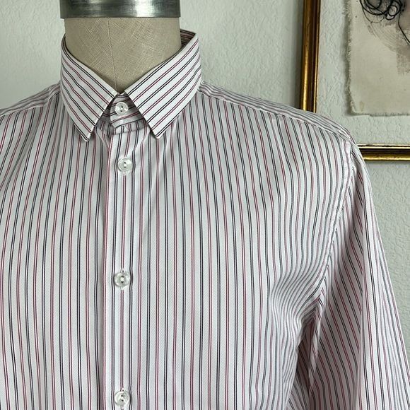 Versace Versace Collection Striped Button Down Embroidered Logo Men' Size US M / EU 48-50 / 2 - 1 Thumbnail