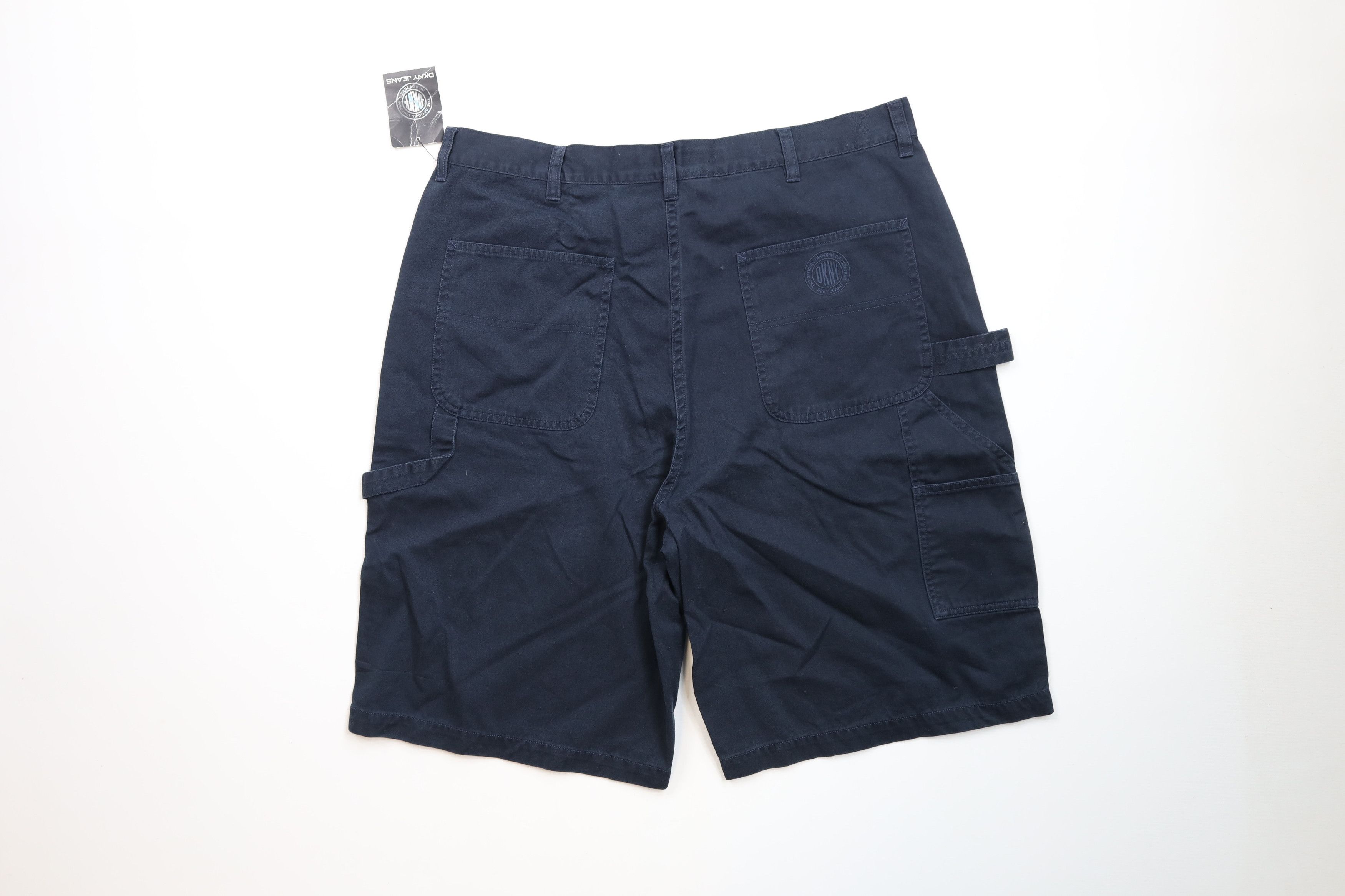 Deadstock Vintage 90s DKNY Baggy Dungaree Chino Shorts Blue