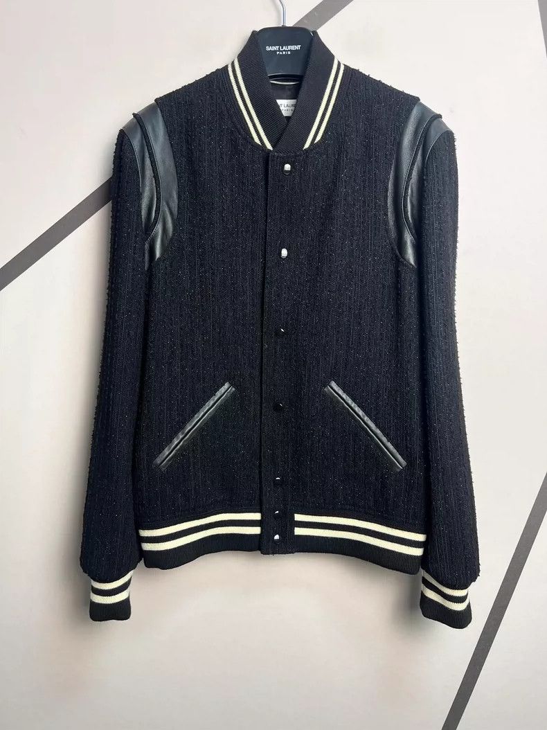 Saint Laurent Paris Saint Laurent Paris22 Autumn/Winter Striped tweed Teddy Ba Size US L / EU 52-54 / 3 - 1 Thumbnail