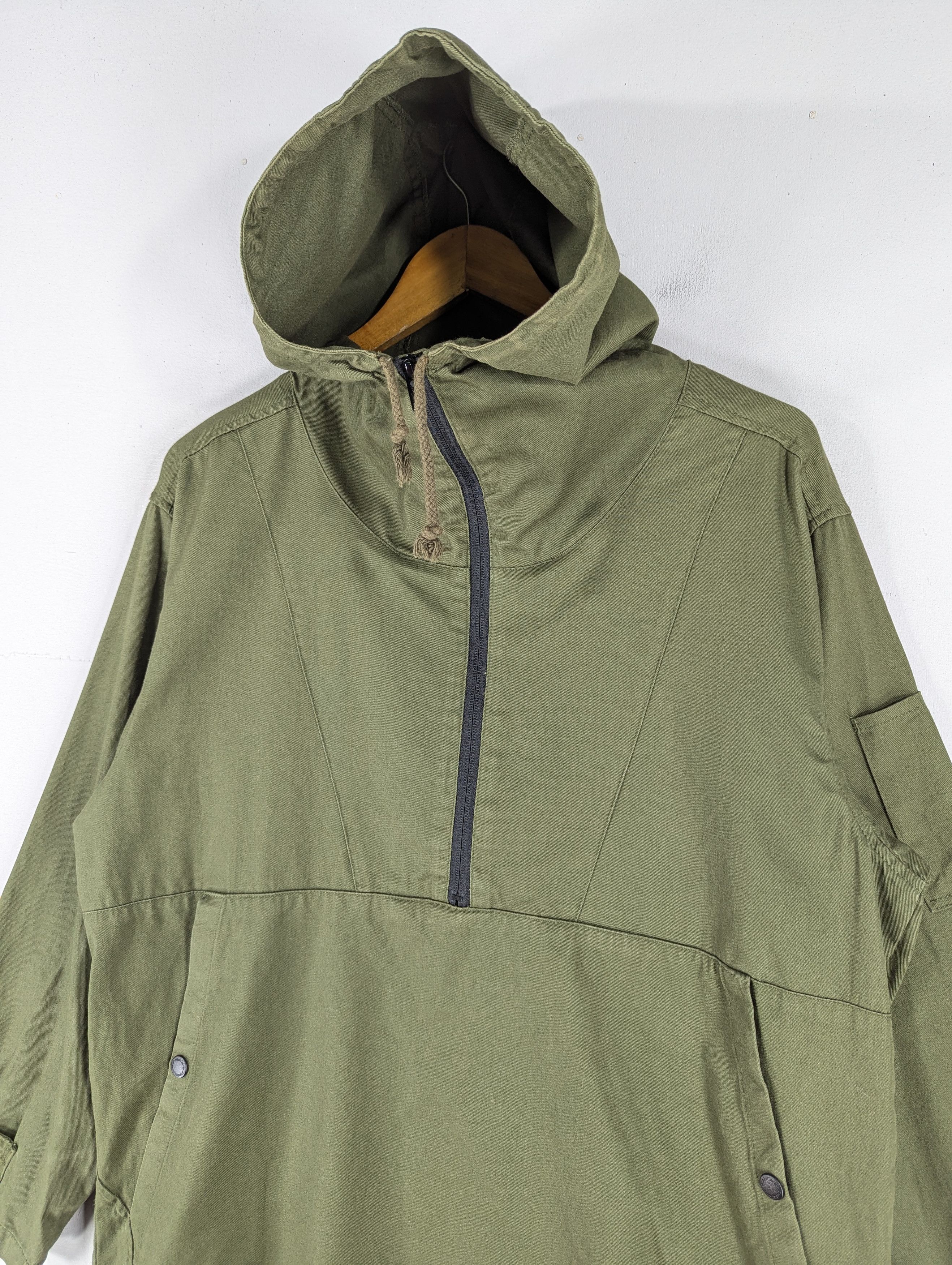 Japanese Brand Fieldcore Green Army Anorak Halfzipper Hoodie Jacket Size US L / EU 52-54 / 3 - 6 Thumbnail