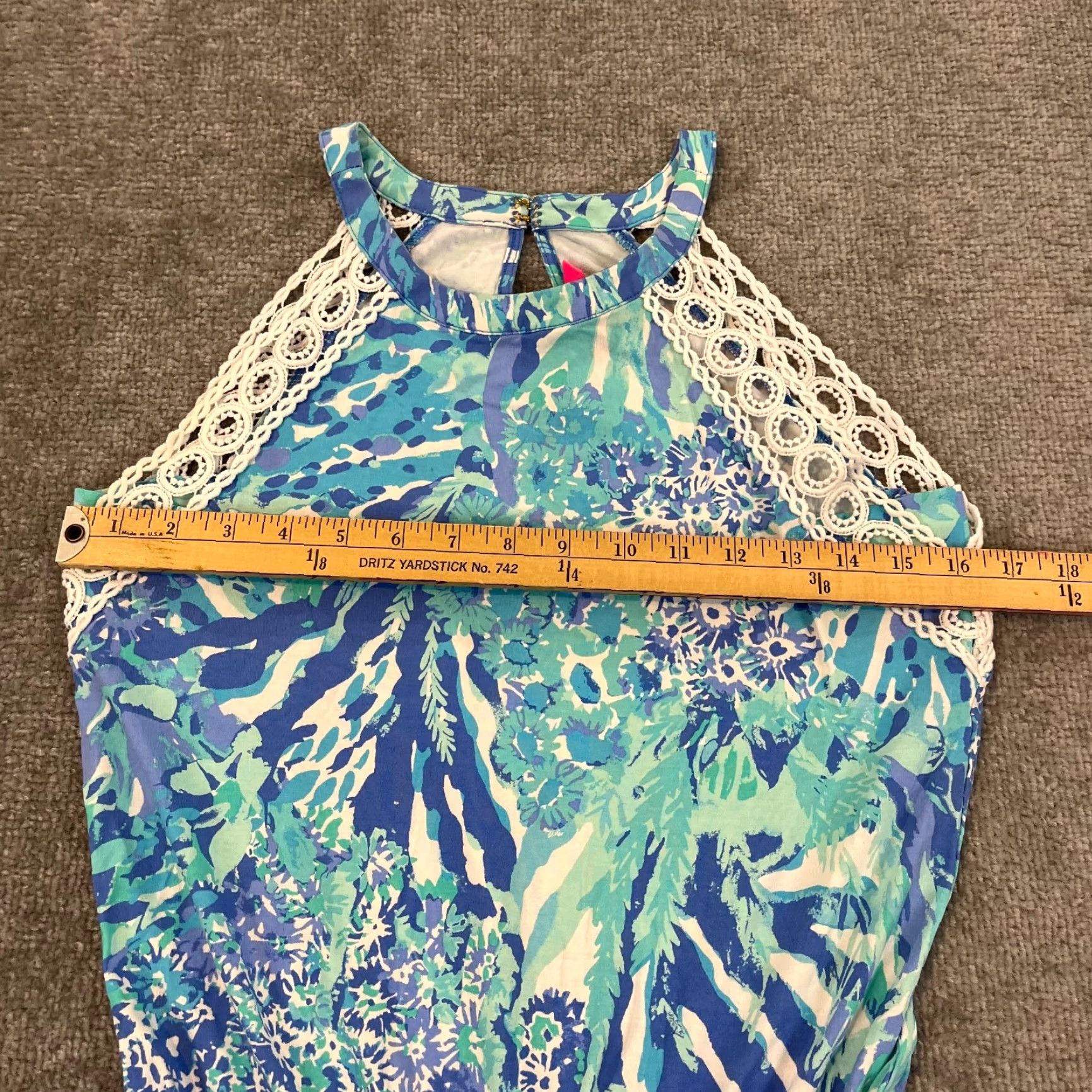 Lilly Pulitzer Lilly Pulitzer Romper Womens XS Crew Neck Multicolor Floral Lace Elastic Waist Beach Tropical Sea To Shining Sea Coral Size 26" / US 2 / IT 38 - 5 Thumbnail