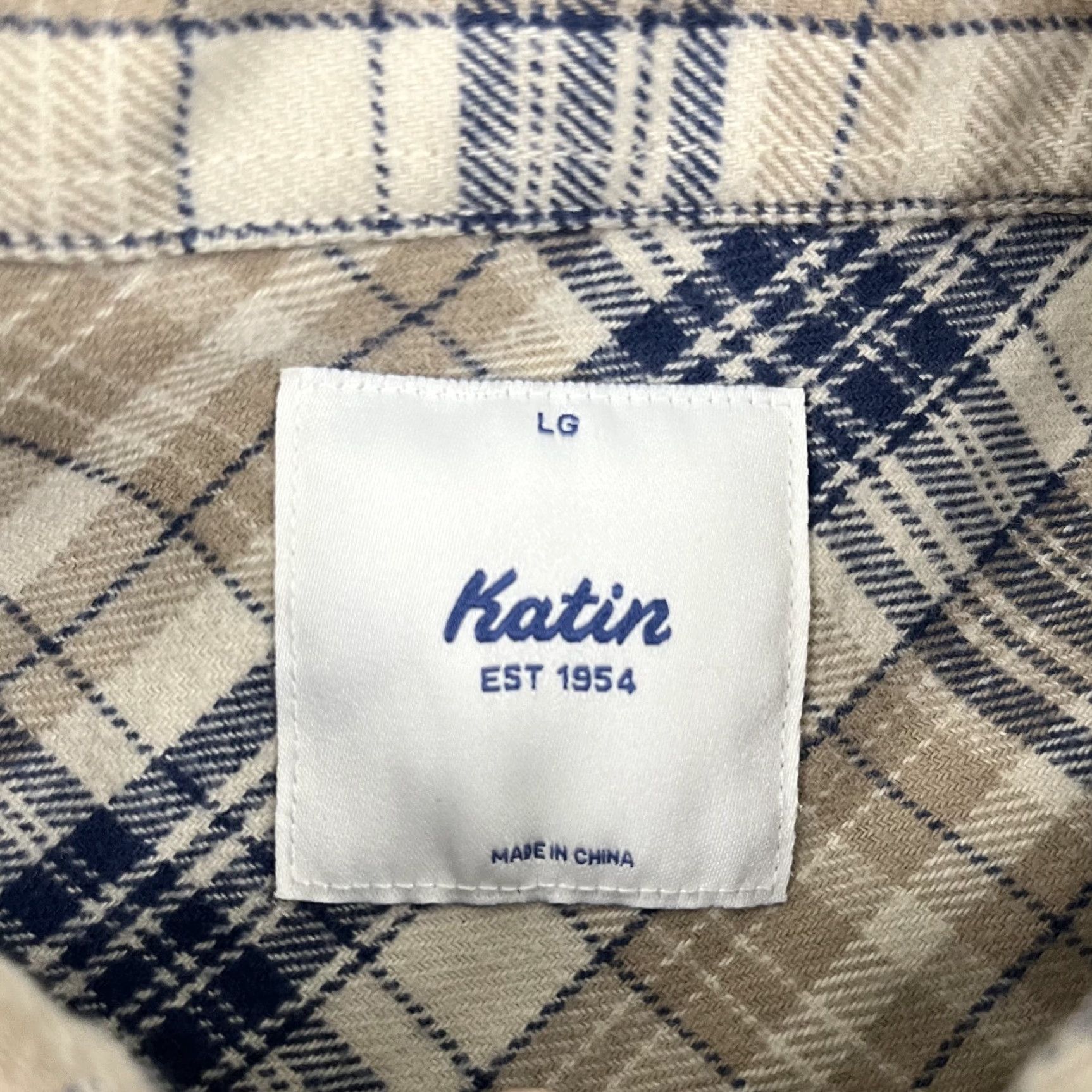 Katin Katin Flannel Shirt Mens Large Brown Blue Plaid Button-Up Long Sleeve Regular Fit Size US L / EU 52-54 / 3 - 2 Thumbnail