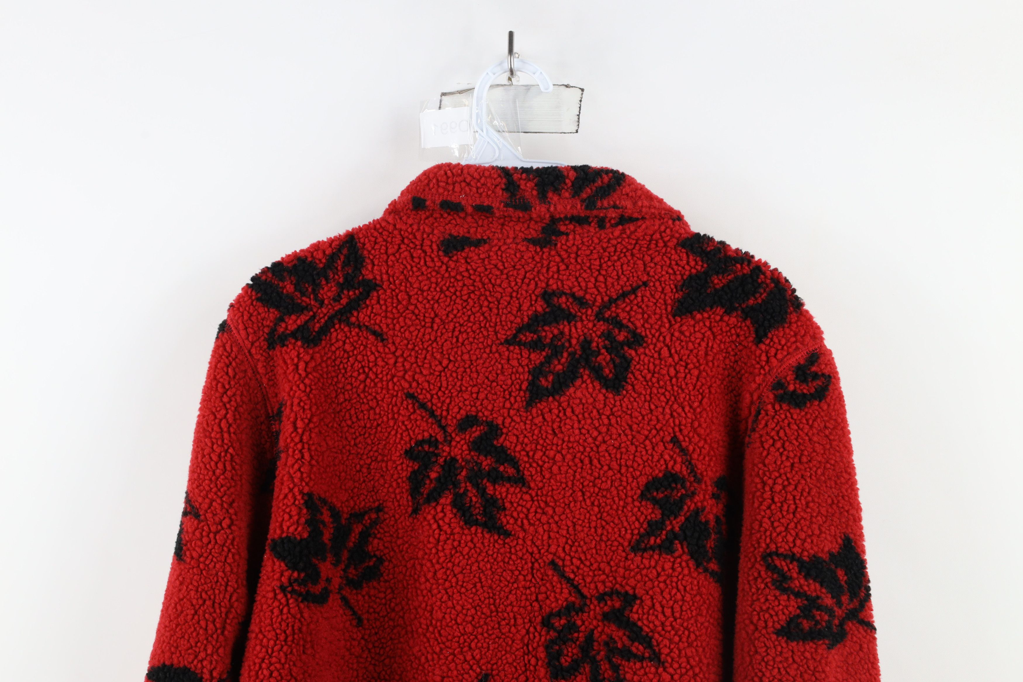 Vintage Vintage 90s Streetwear Fleece Leaf All Over Print Jacket Size L / US 10 / IT 46 - 9 Thumbnail