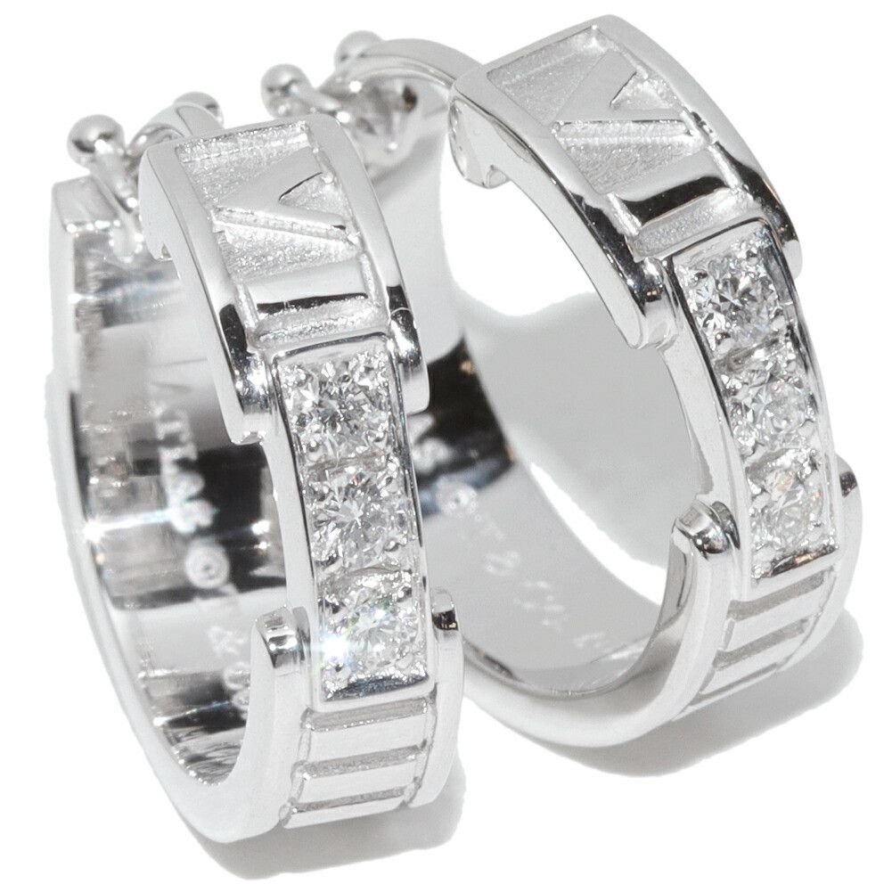 Tiffany & Co. Tiffany & Co. Tiffany Atlas Au750 White Gold Diamond Earrings Calfskin Earrings Size ONE SIZE - 1 Thumbnail
