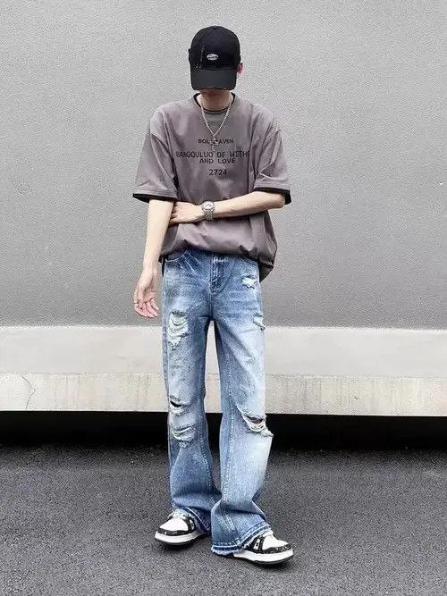 Jean High street vintage ripped Y2K micro flare baggy jeans Size US 32 / EU 48 - 4 Thumbnail