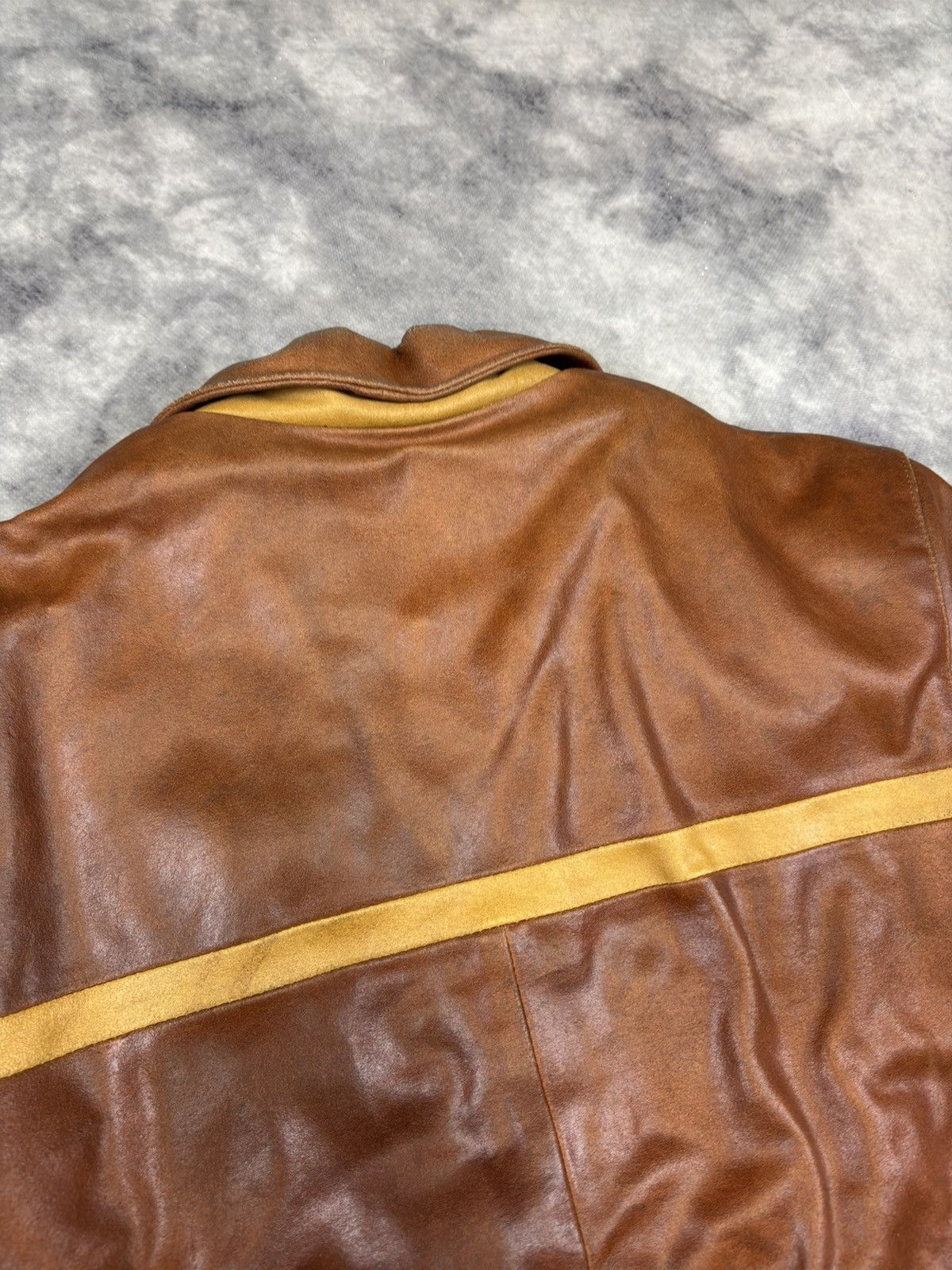 Other Vintage Brown Real Leather Jacket Old Money Detroit 90s Rare Size US L / EU 52-54 / 3 - 9 Thumbnail