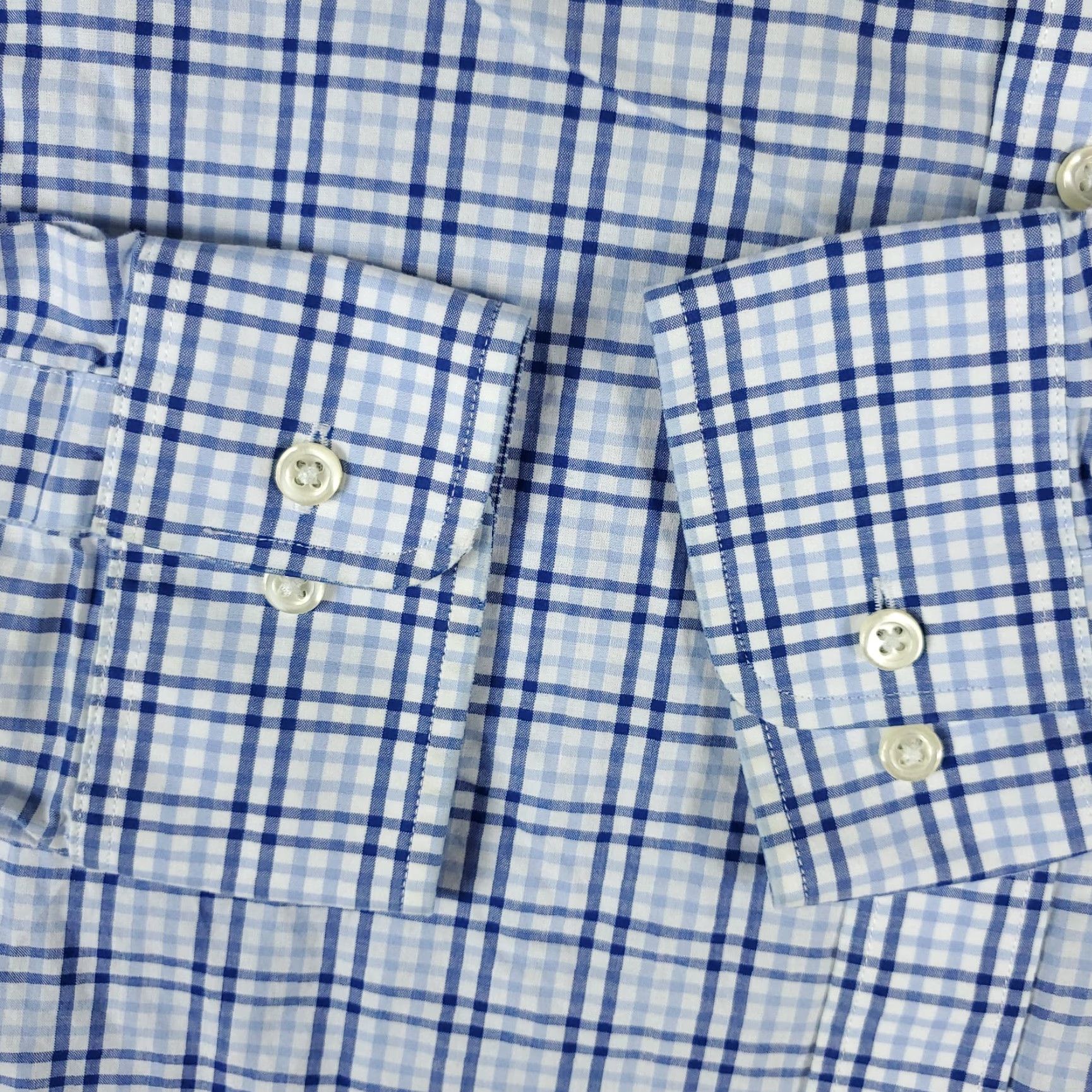 Tommy Hilfiger Tommy Hilfiger Dress Shirt Mens 16 Blue Plaid Long Sleeve Button Up 100% Cotton Regular Collar Size 42R - 3 Thumbnail