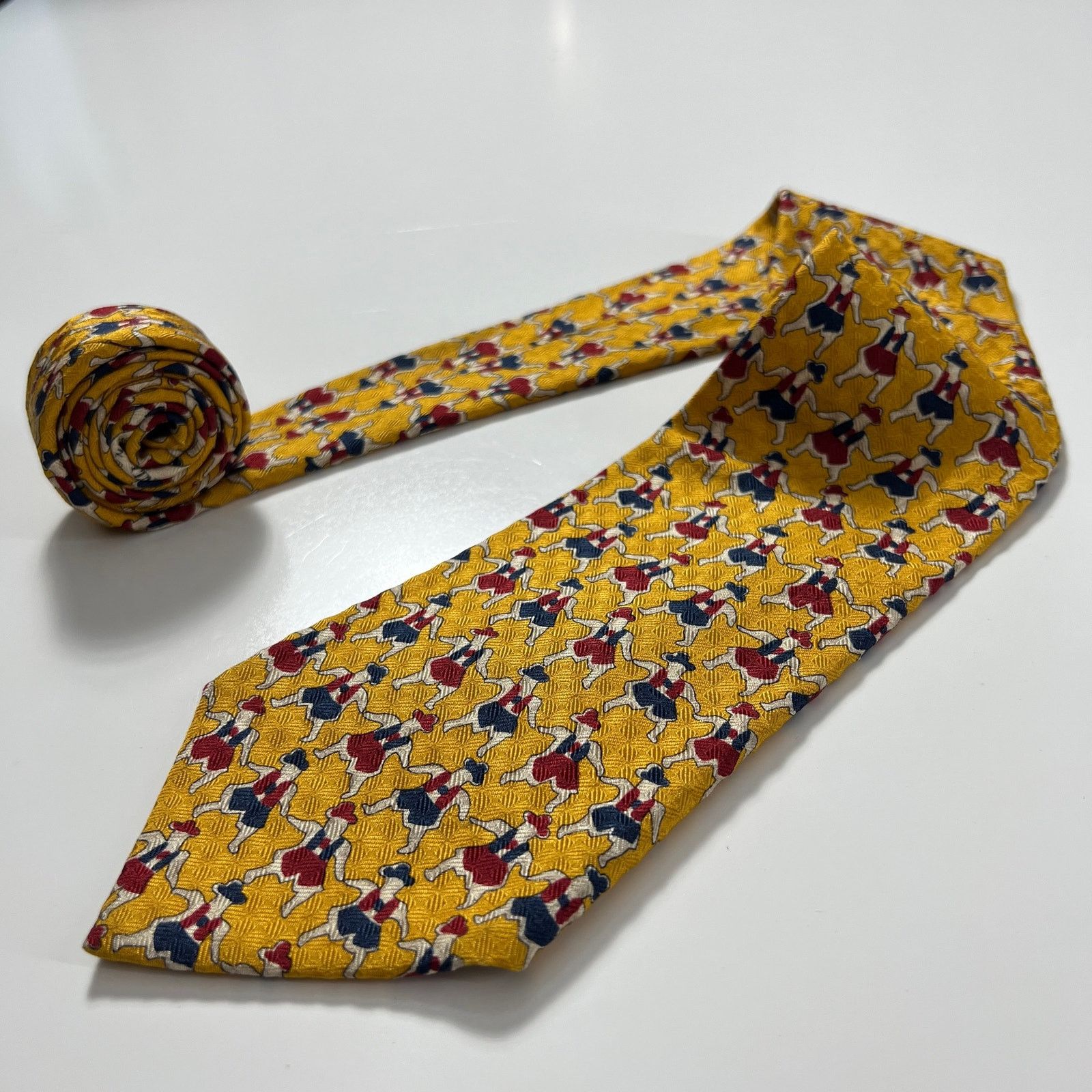 Valentino Valentino Cravatte Men Tie Gold Blue Red Silk Woven Necktie Size ONE SIZE - 6 Thumbnail