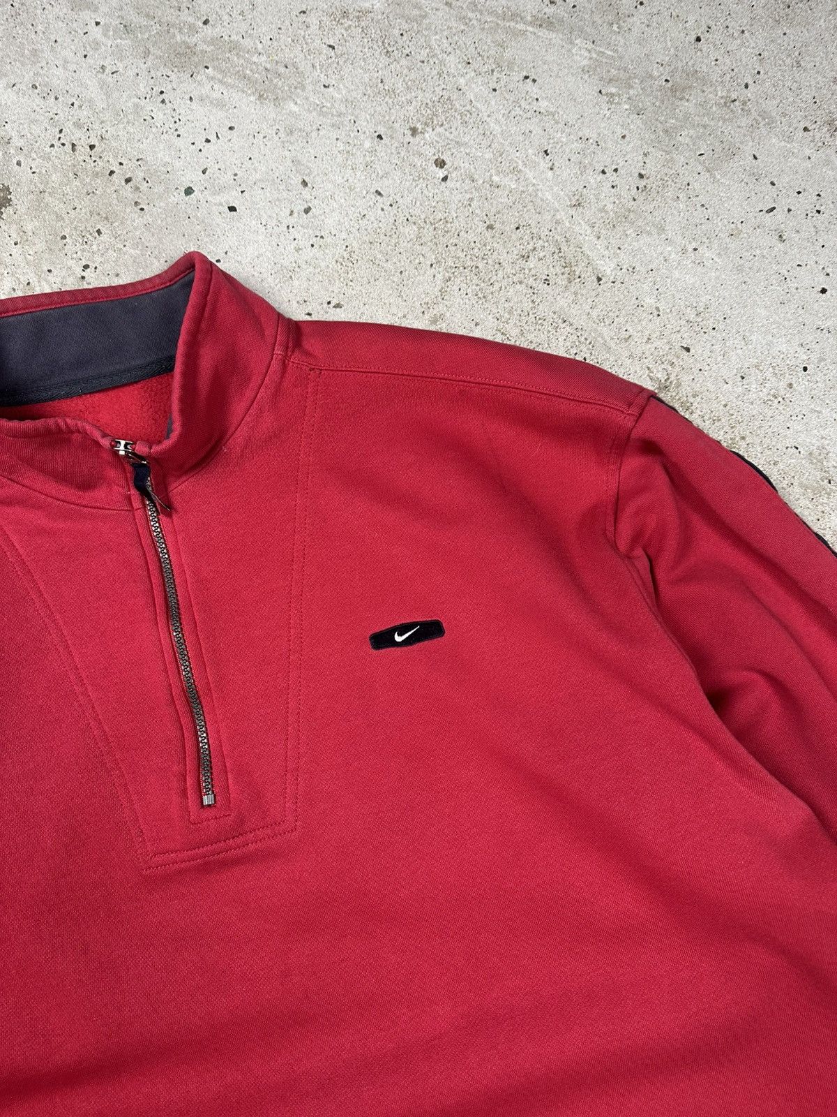Nike × Vintage Vintage 90s Nike TN Red Half Zip Sweatshirt Swoosh SpellOut Size US XL / EU 56 / 4 - 7 Thumbnail