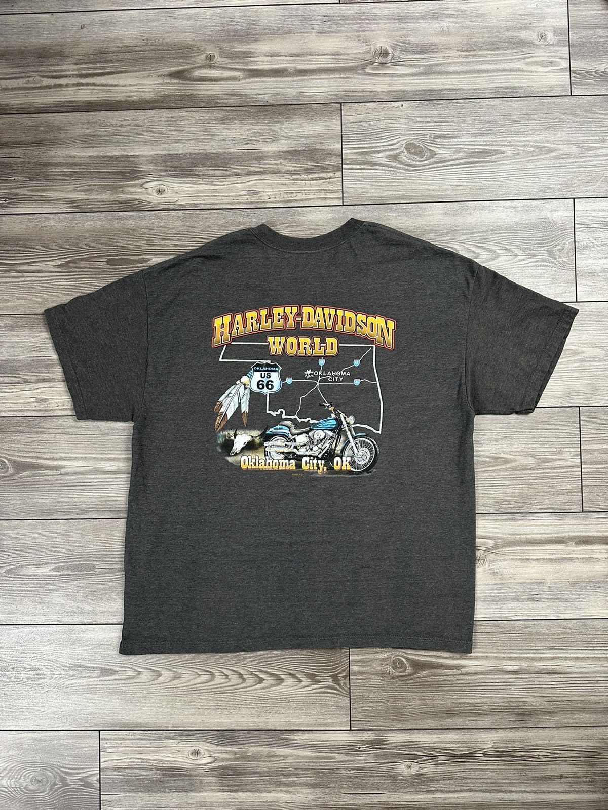 Harley Davidson × Vintage Y2K Harley Davidson Oklahoma City T Shirt Size US XXL / EU 58 / 5 - 2 Thumbnail