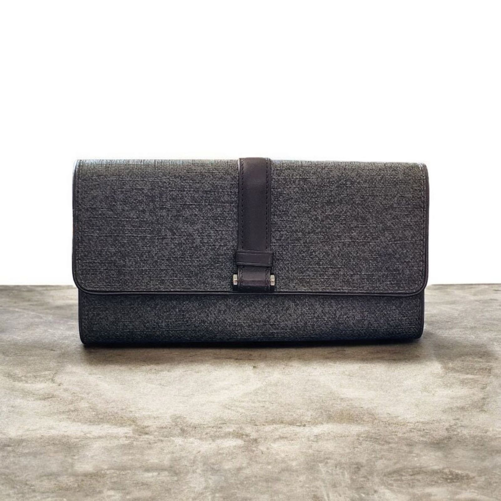 Tumi TUMI Gray Coated Canvas + Brown Leather Trim Wallet Womens Size ONE SIZE - 1 Thumbnail