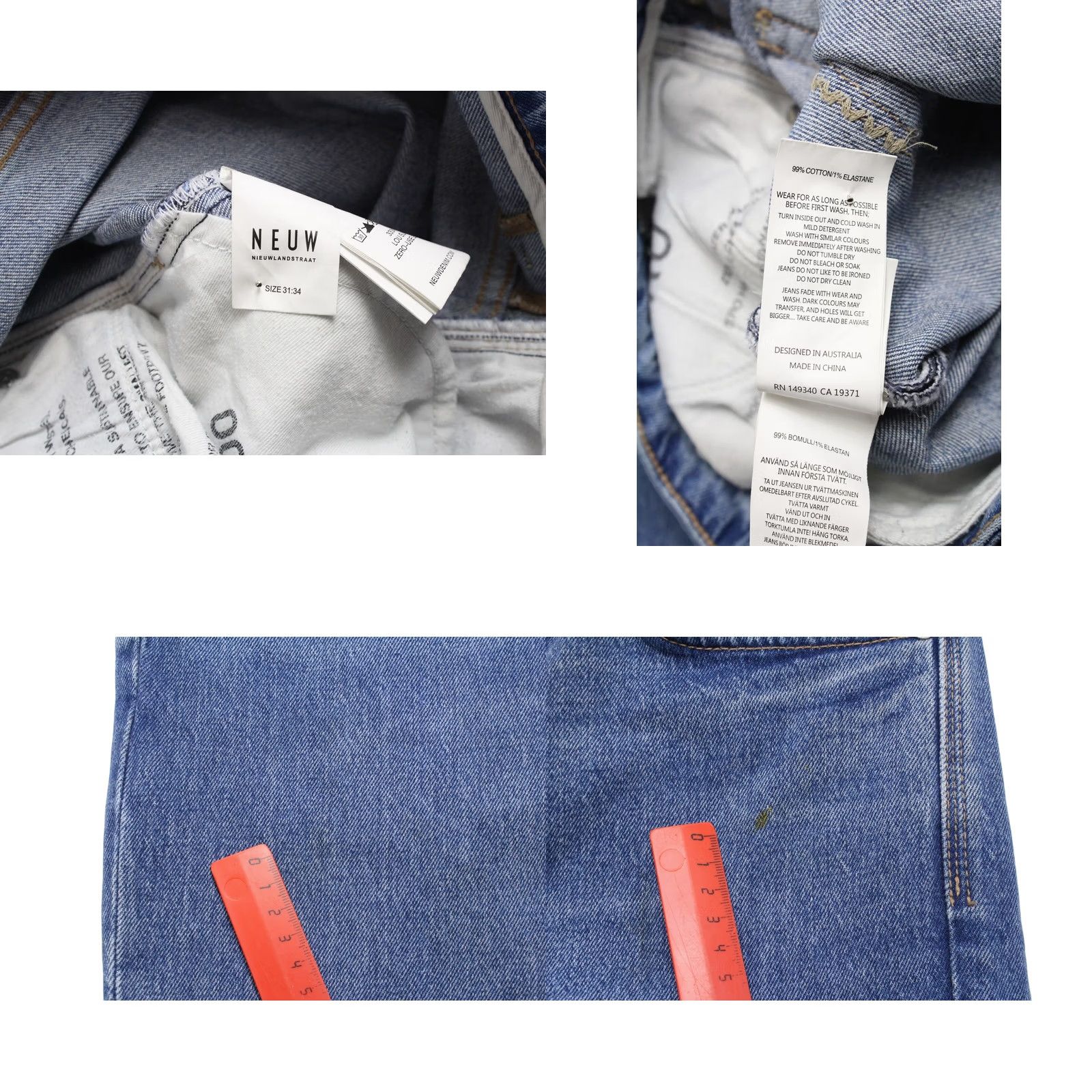 Vintage NEUW Lou Slim Jeans Men's W31/L34 Whiskers Button Fly Fade Blue Denim Jeans Slim Size US 31 - 8 Thumbnail