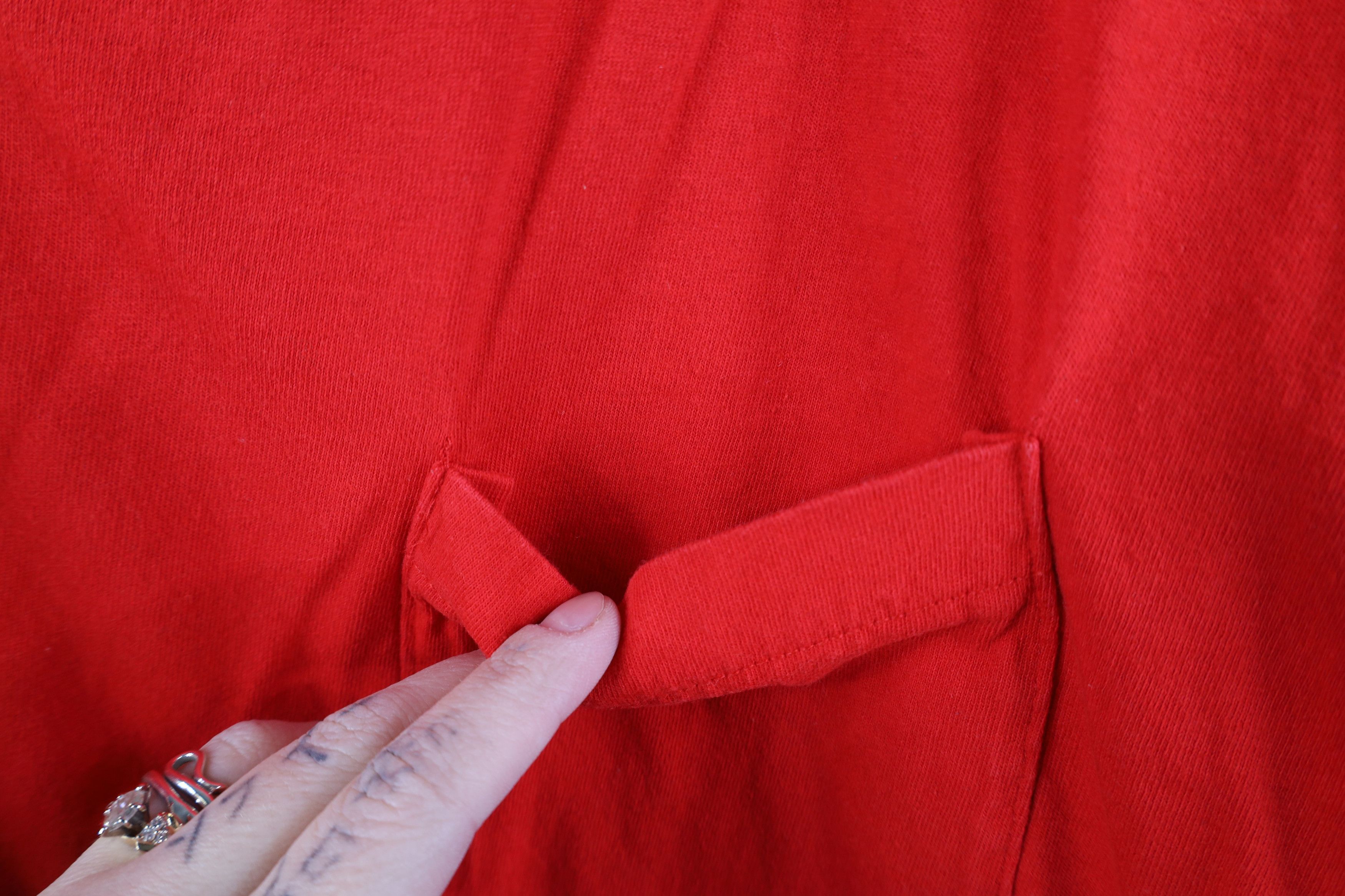 Vintage Vintage 90s Streetwear Blank Cotton T-Shirt Pocket Red USA Size US XL / EU 56 / 4 - 4 Thumbnail