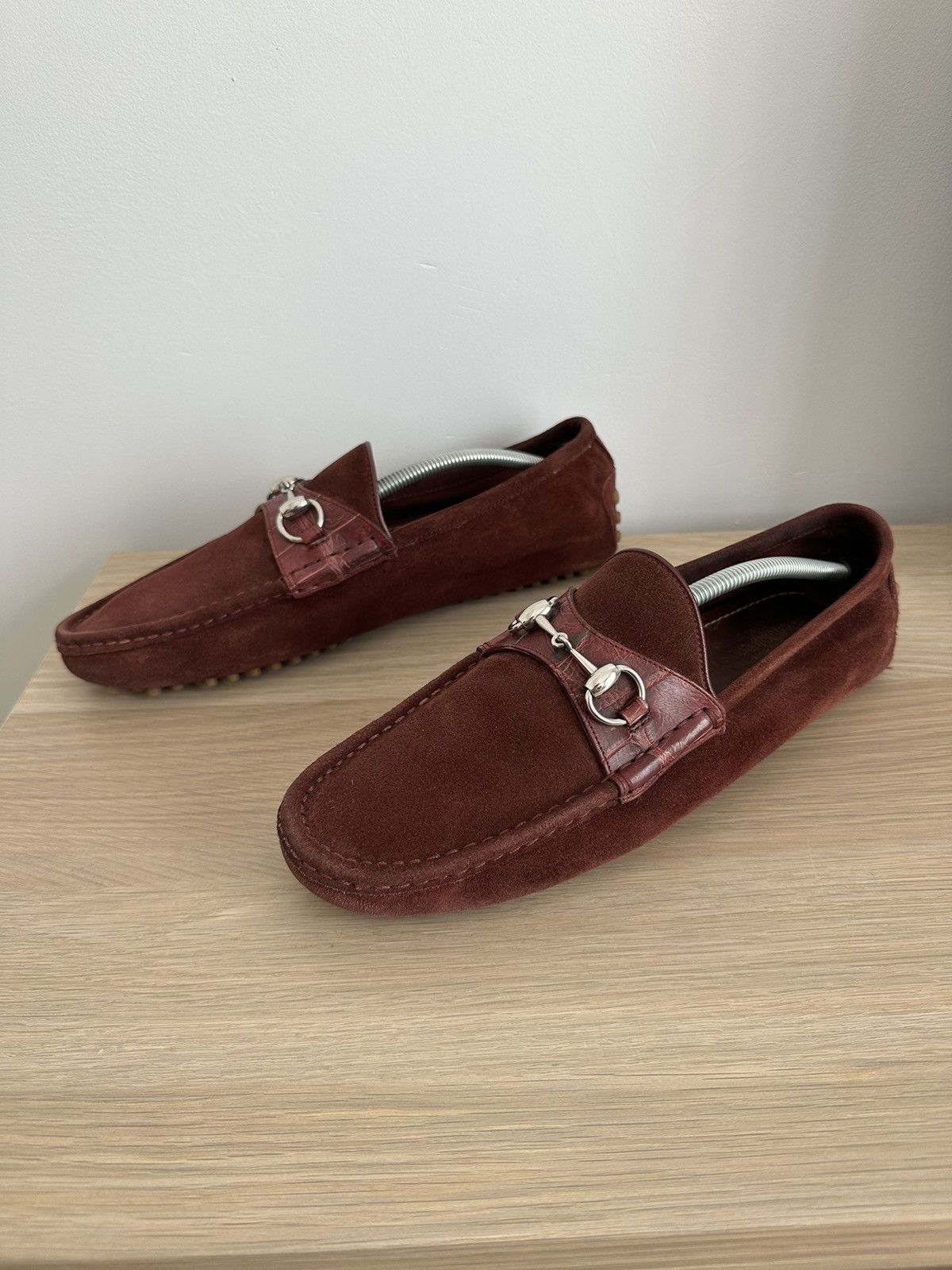Gucci burgundy horsebit loafers US10.5 casual shoes